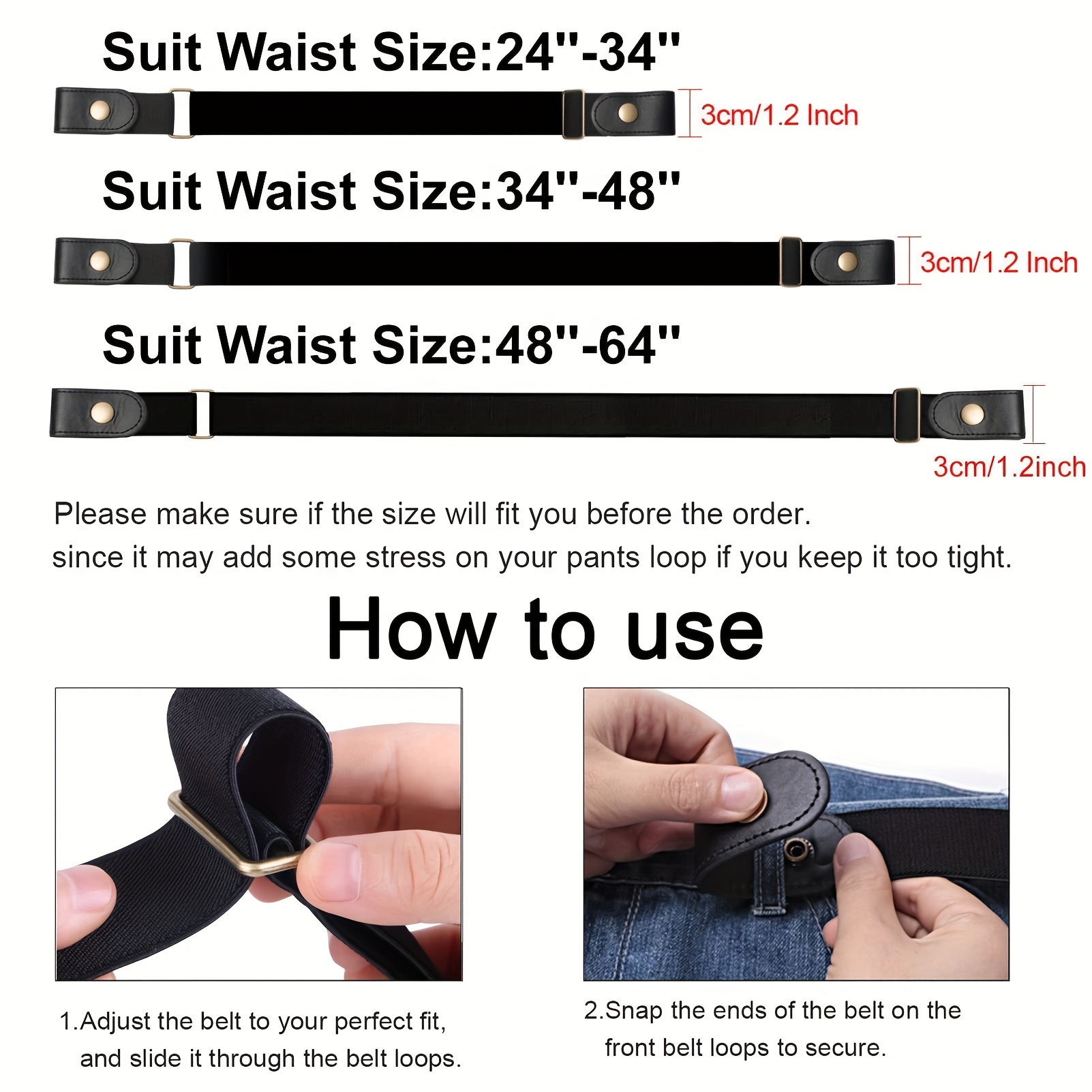 Pants Waist Shrink Clip Buckle-Free Invisible Waist Belt Tighten Pants Man  Women