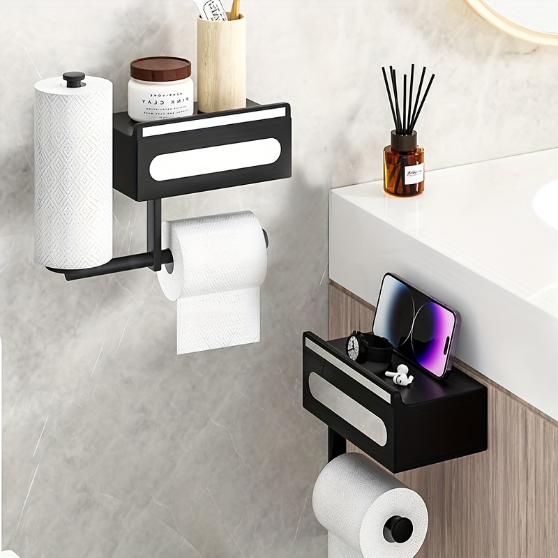 Toilet Paper Holder, Tissue Paper Roll Dispenser With Storage Shelf For  Toilet, Free Standing Toilet Paper Rack With Extra Shelf, Home Organization  And Storage Supplies, Bathroom Accessories - Temu
