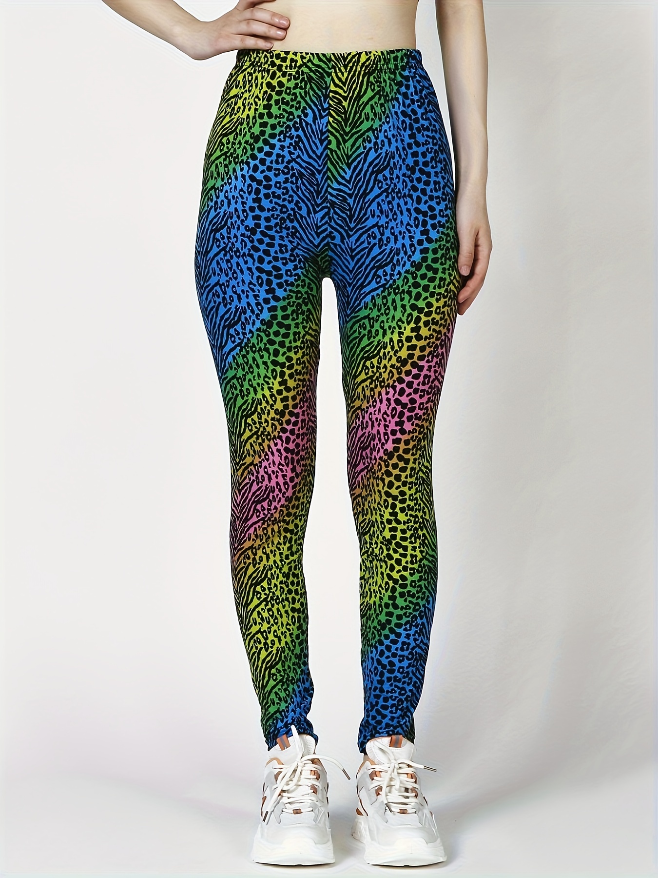 Magic Box Womens 80s Neon Leopard Print Leggings