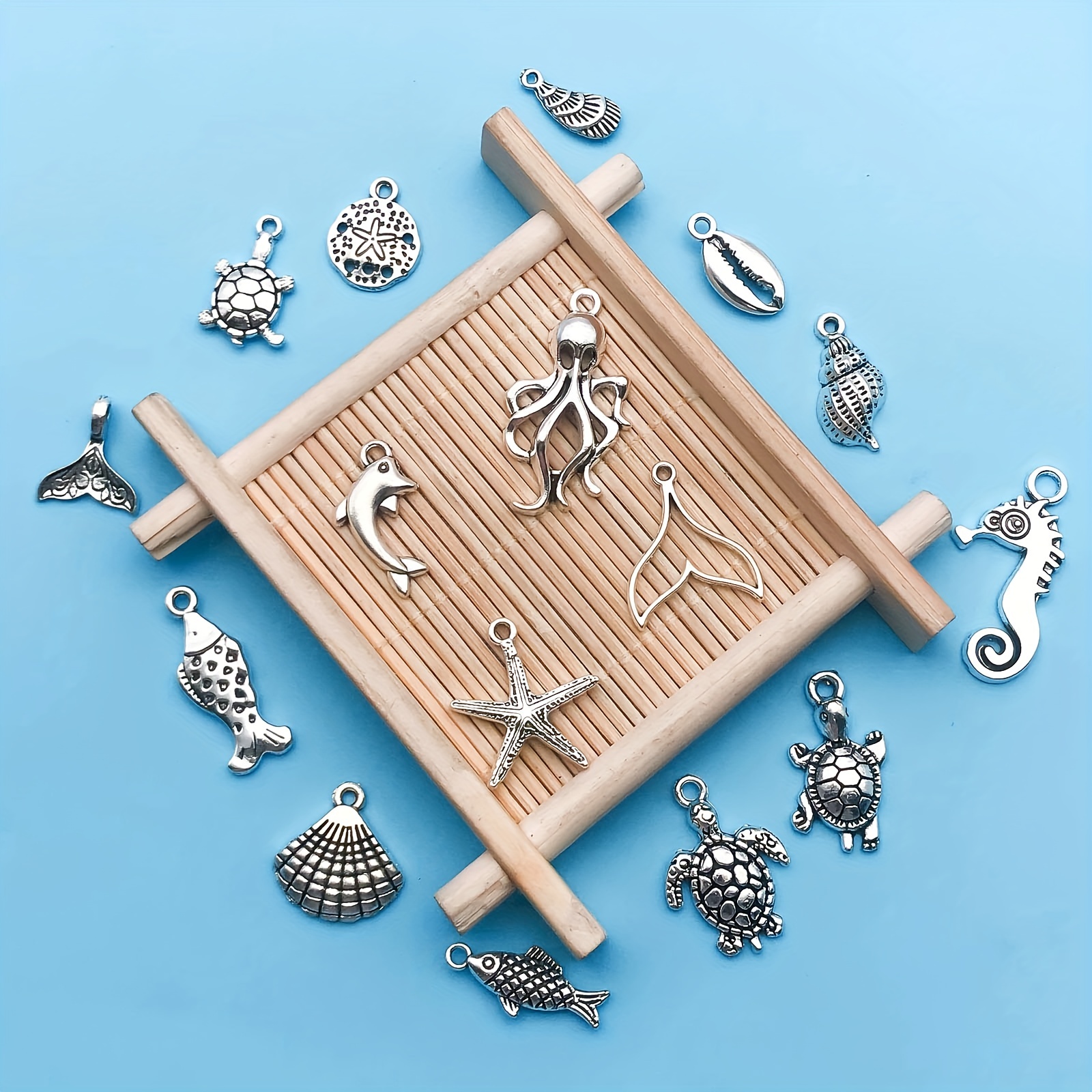 Randomly Mix Antique Silver Marine Life Charms Pendants For - Temu