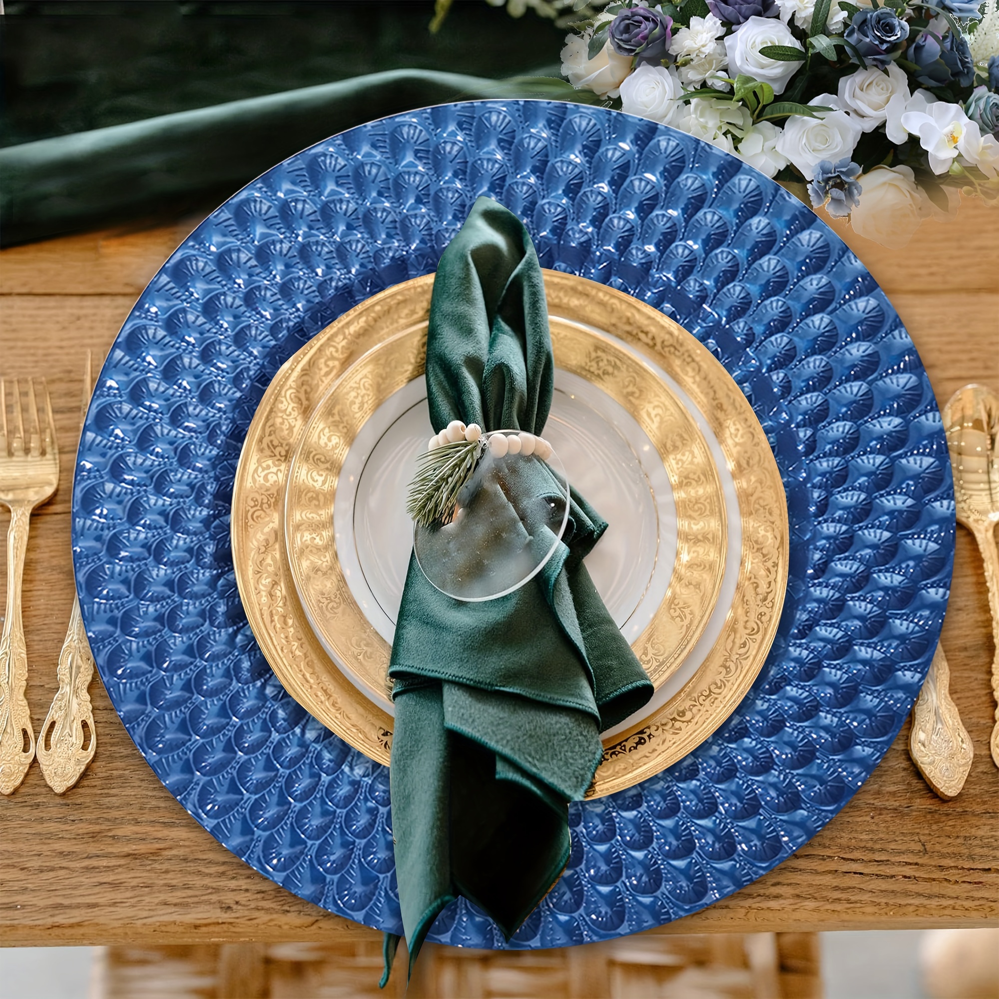 Real Peacock Feather Placemats for Weddings and Decorations