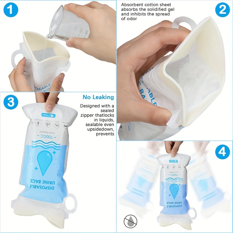 12 Pack 700ML Emergency Disposable Urinal Bags Camping Pee Bags
