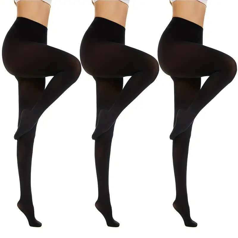 Solid Opaque Tights High Waist Slim Fit Footed Pantyhose - Temu