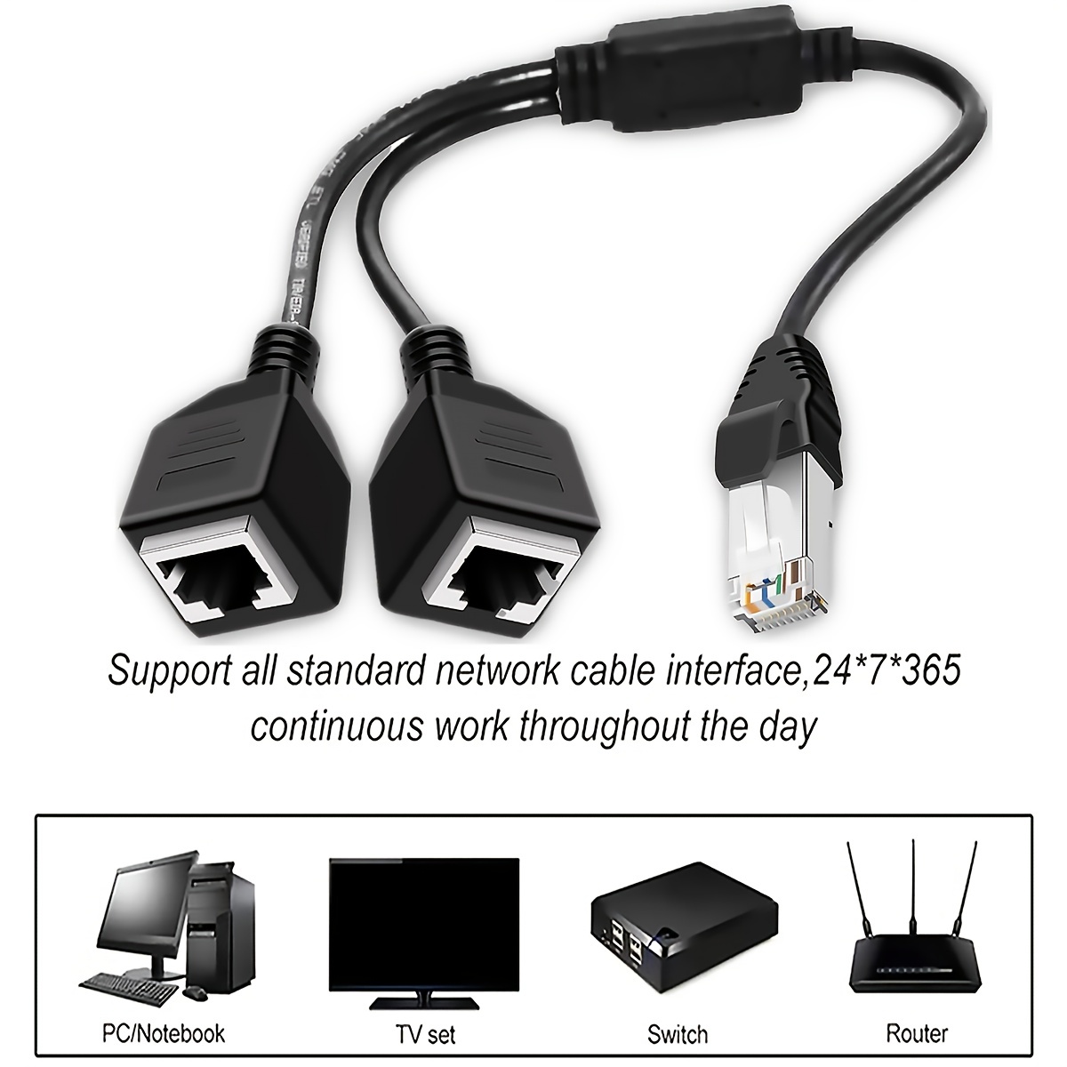 Connecteur De Câble Répartiteur Ethernet Rj45 1 Mâle À 2 Ports Lan