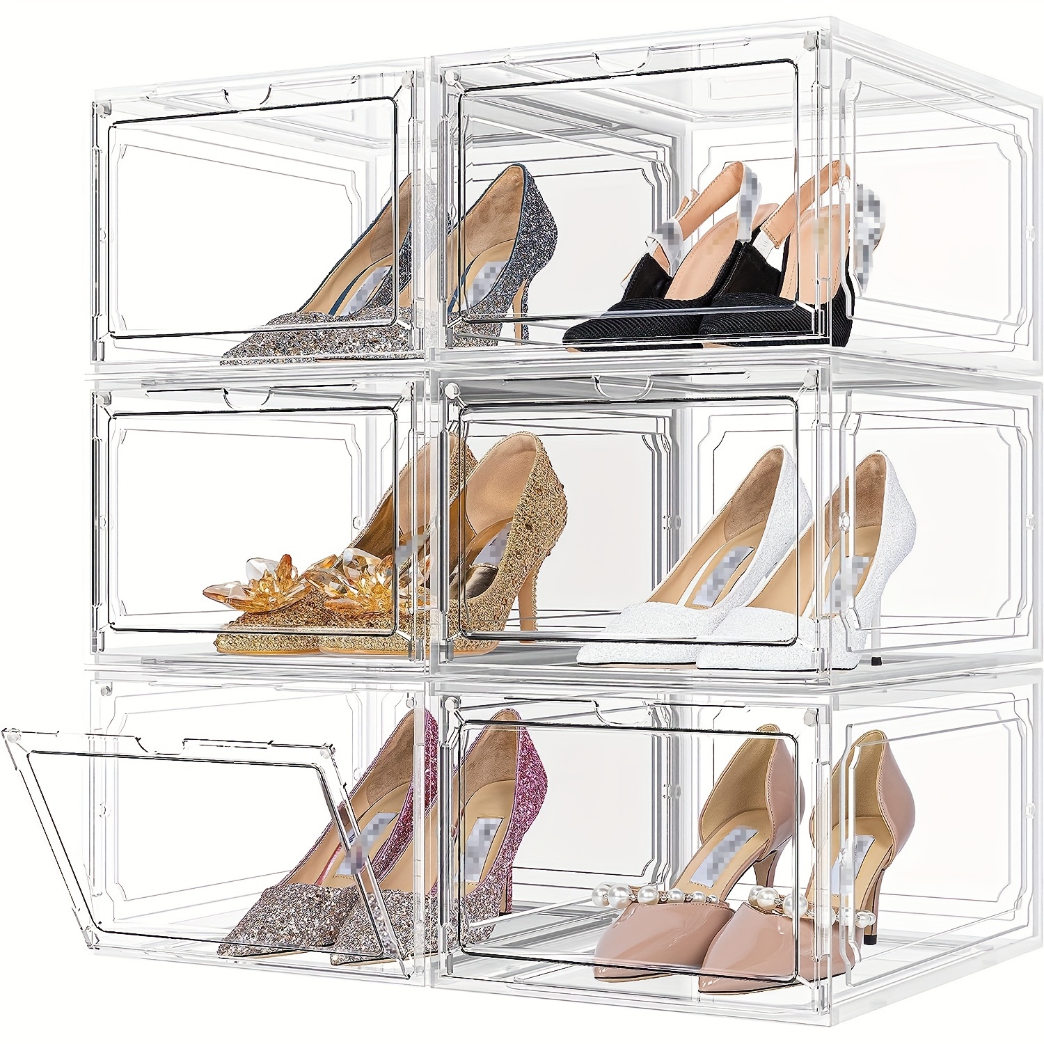 Boîte de rangement transparente pour chaussures, étui pliable,  anti-poussière, plastique transparent, sourire imposé, 1 pièce