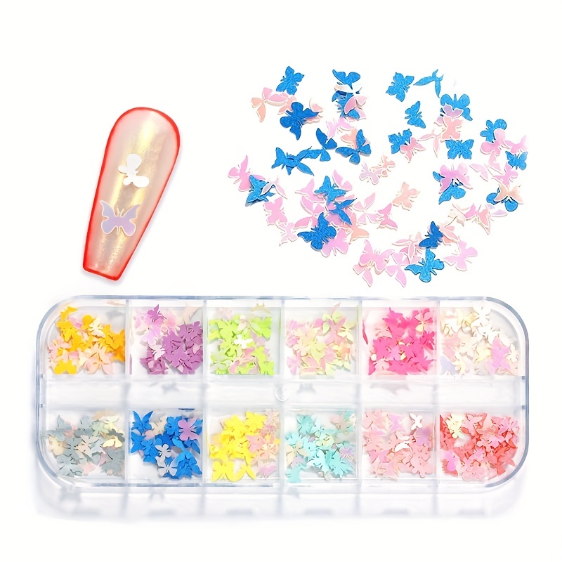 3D Flower Nail Stickers 450Pcs Holographic Simulation Flower Leaf