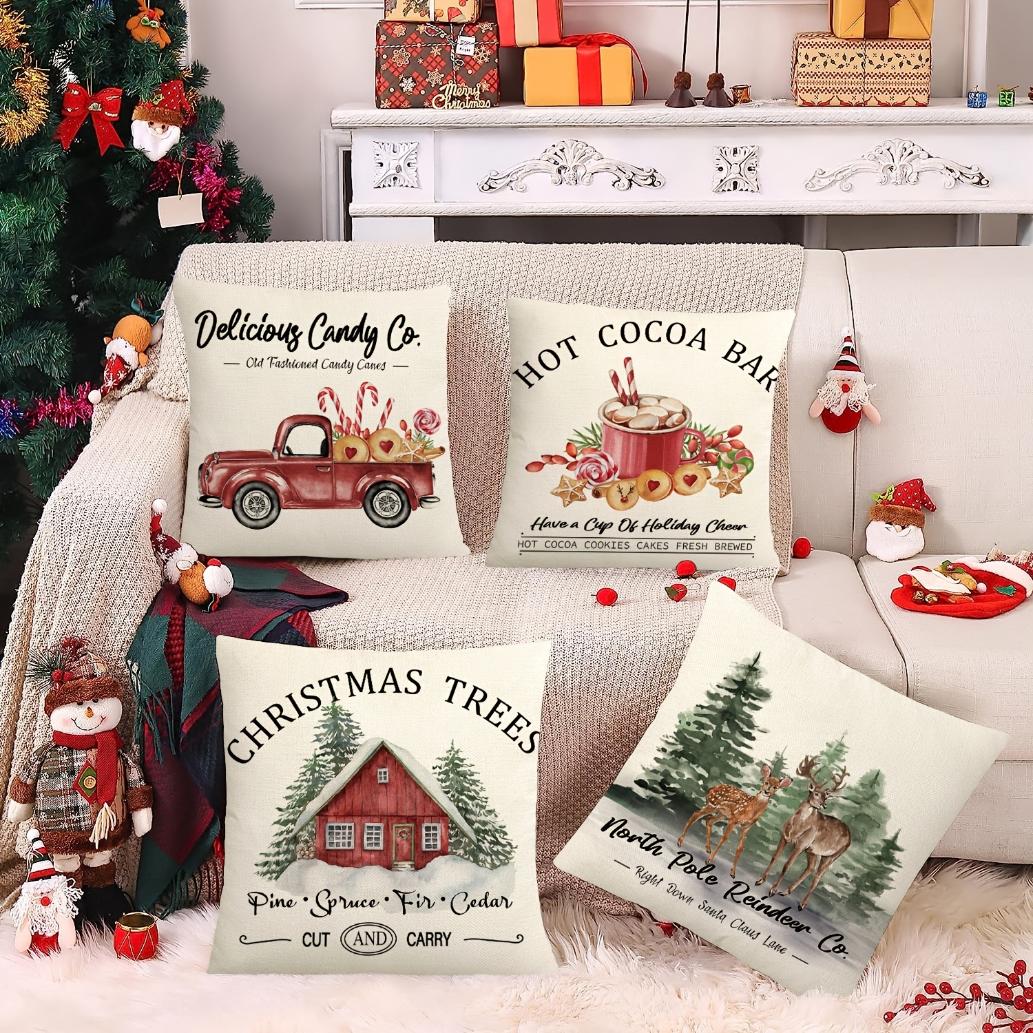 Christmas Pillowcases, Christmas Decorations Christmas Pillows Winter  Holiday Throw Pillows Christmas Farmhouse Sofa Decoration,pillow Inserts  Not Included - Temu