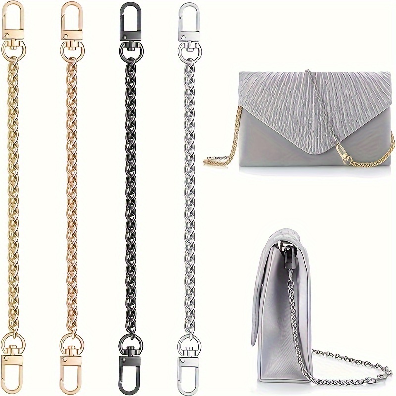 4 Pcs Purse Chain Strap Extender 7.9 Inch Purse Chain and 8 Pcs Studs  Rivets D Ring, Flat Purse Strap Extender with Post Head Buttons Bag Making