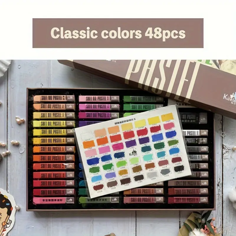 Artists Oil Pastels Set Of 48 Colors, Soft Oil Pastels For Art