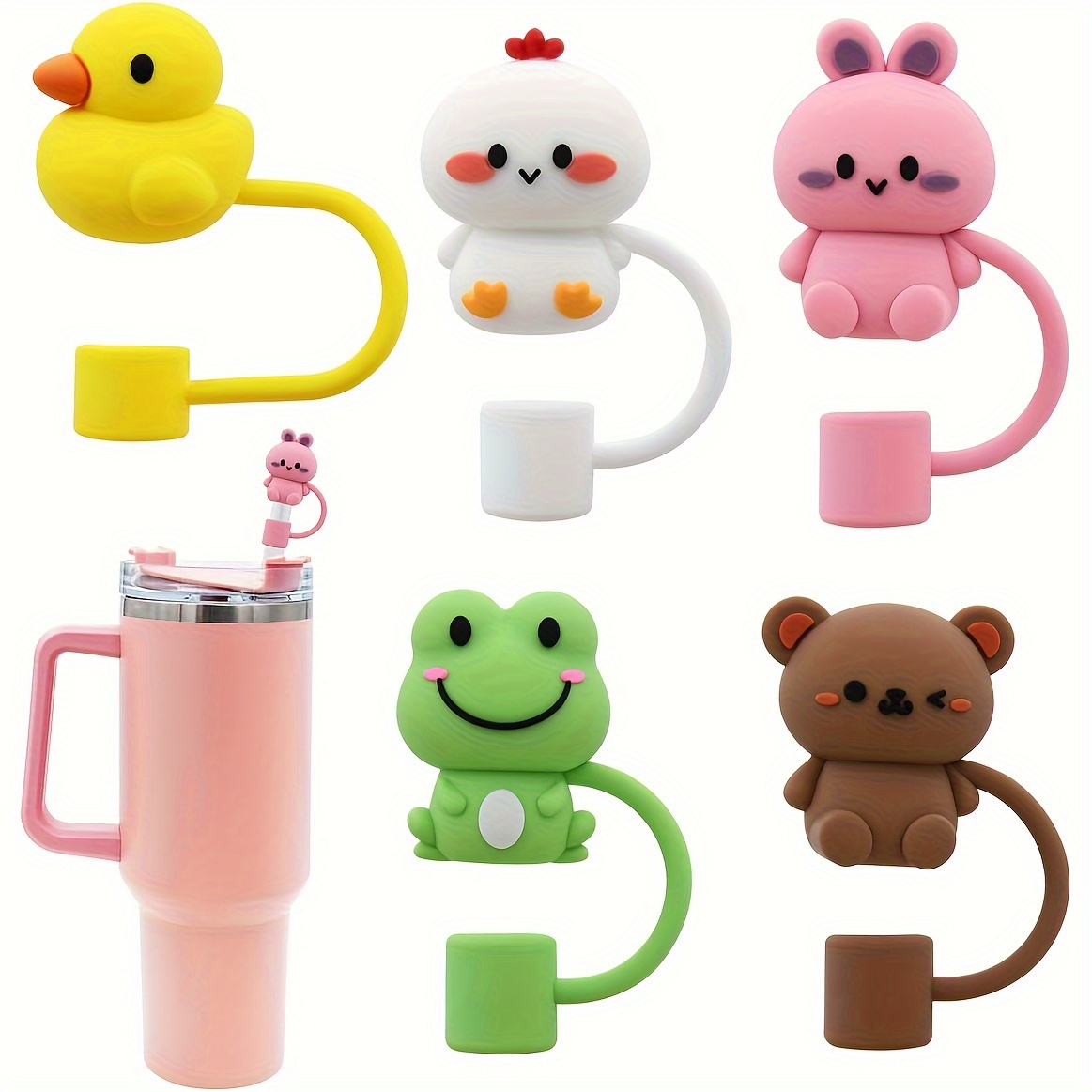 Straw Tips Cover Reusable Straw Toppers Kawaii Heart - Temu