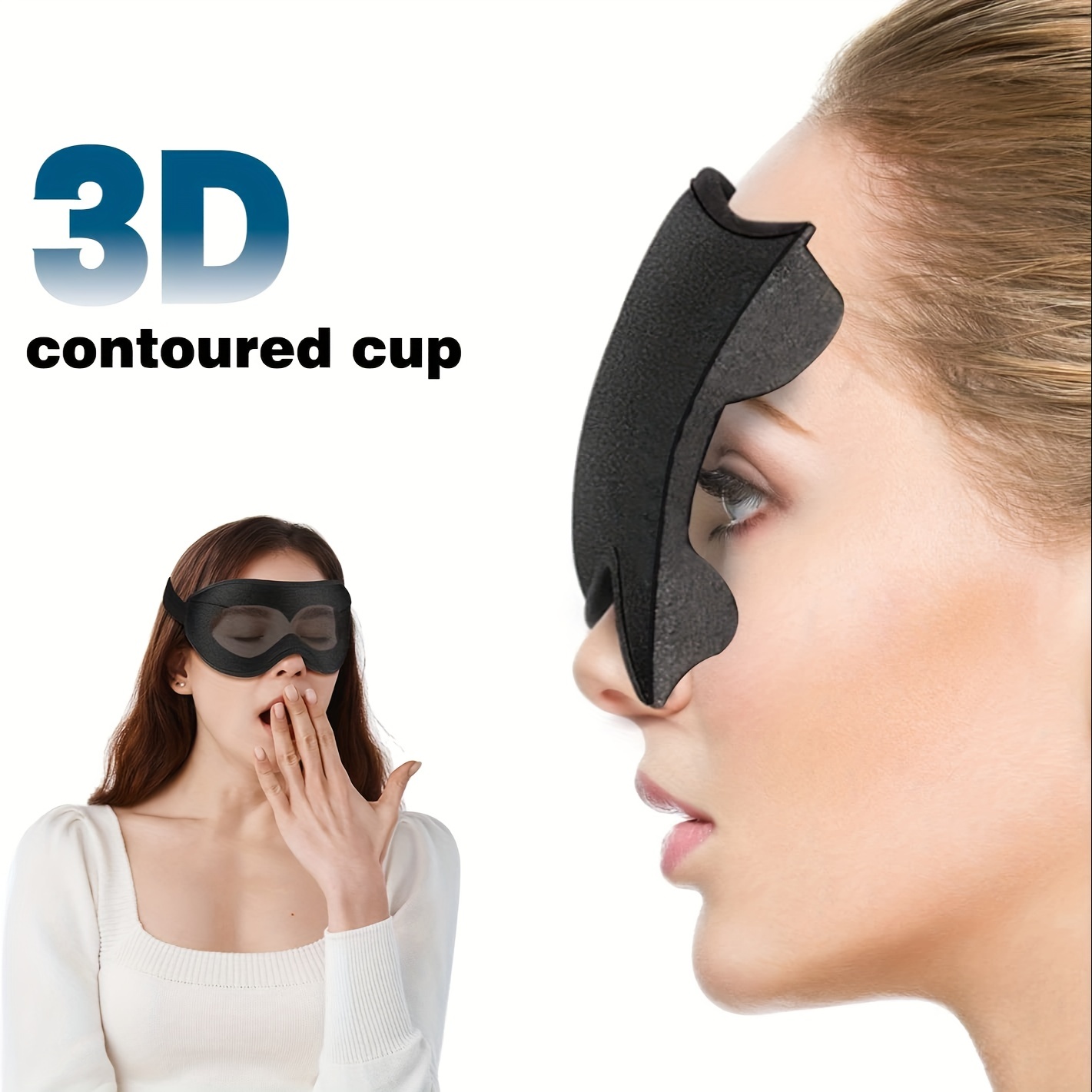 Máscara para dormir, antifaz para dormir, antifaz para dormir para mujeres  y hombres, copa contorneada 3D, sin presión ocular, 99% de bloqueo de luz