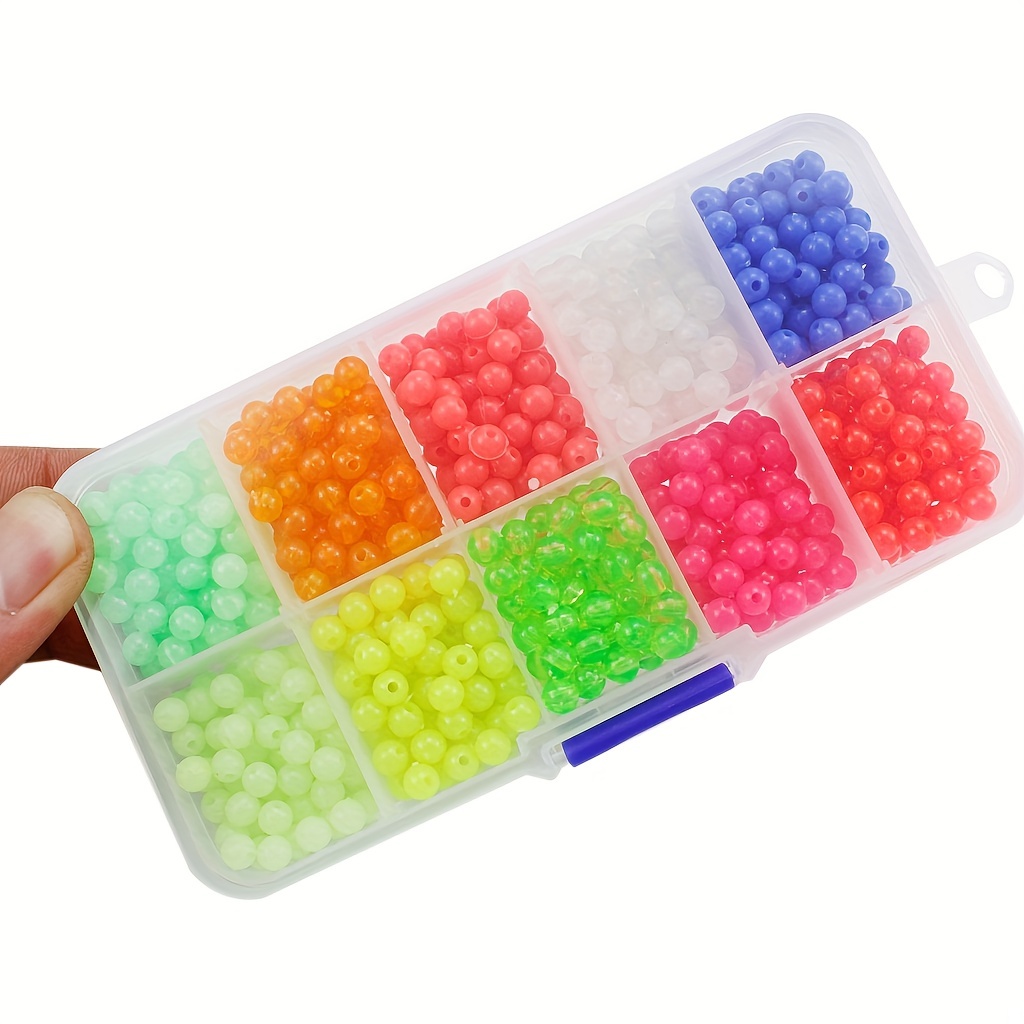 1000pcs Luminous Fishing Space Beans with Box - Glow-in-the-Dark Round  Float Balls Stopper Rigging Beads for Tackle Lure Accessories