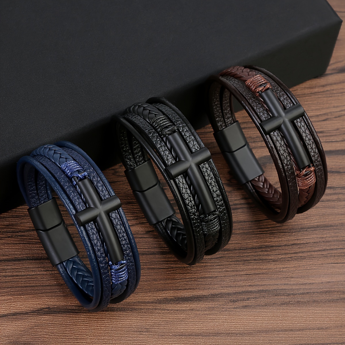 Women Men Hand-woven Fashion Multilayer Leather Braided Rope Wristband  Bracelet