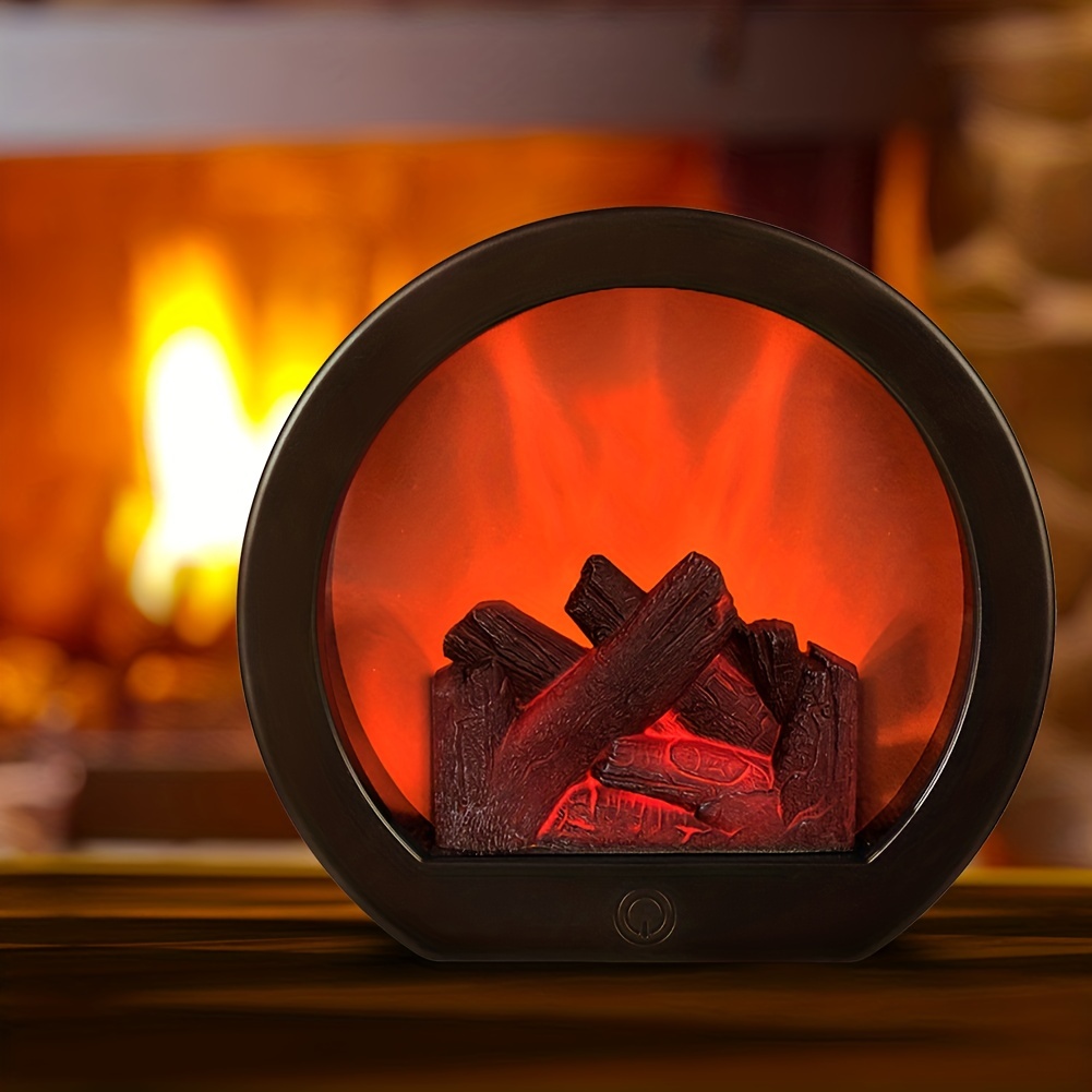 Fausse cheminée à batterie de simulation, décor de cheminée ornemental,  flamme réaliste, lumières de flamme LED