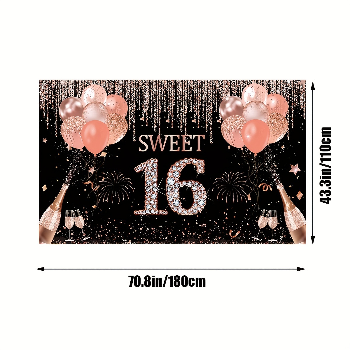 16th Birthday Decorations Sweet 16 Banner Party Supplies, Rose