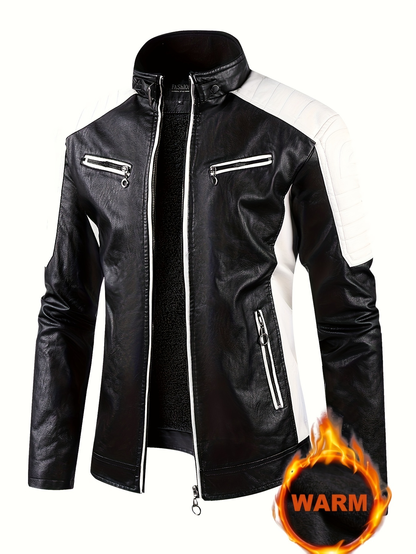 Men's Solid Color Pu Leather Hooded Jackets Windproof - Temu