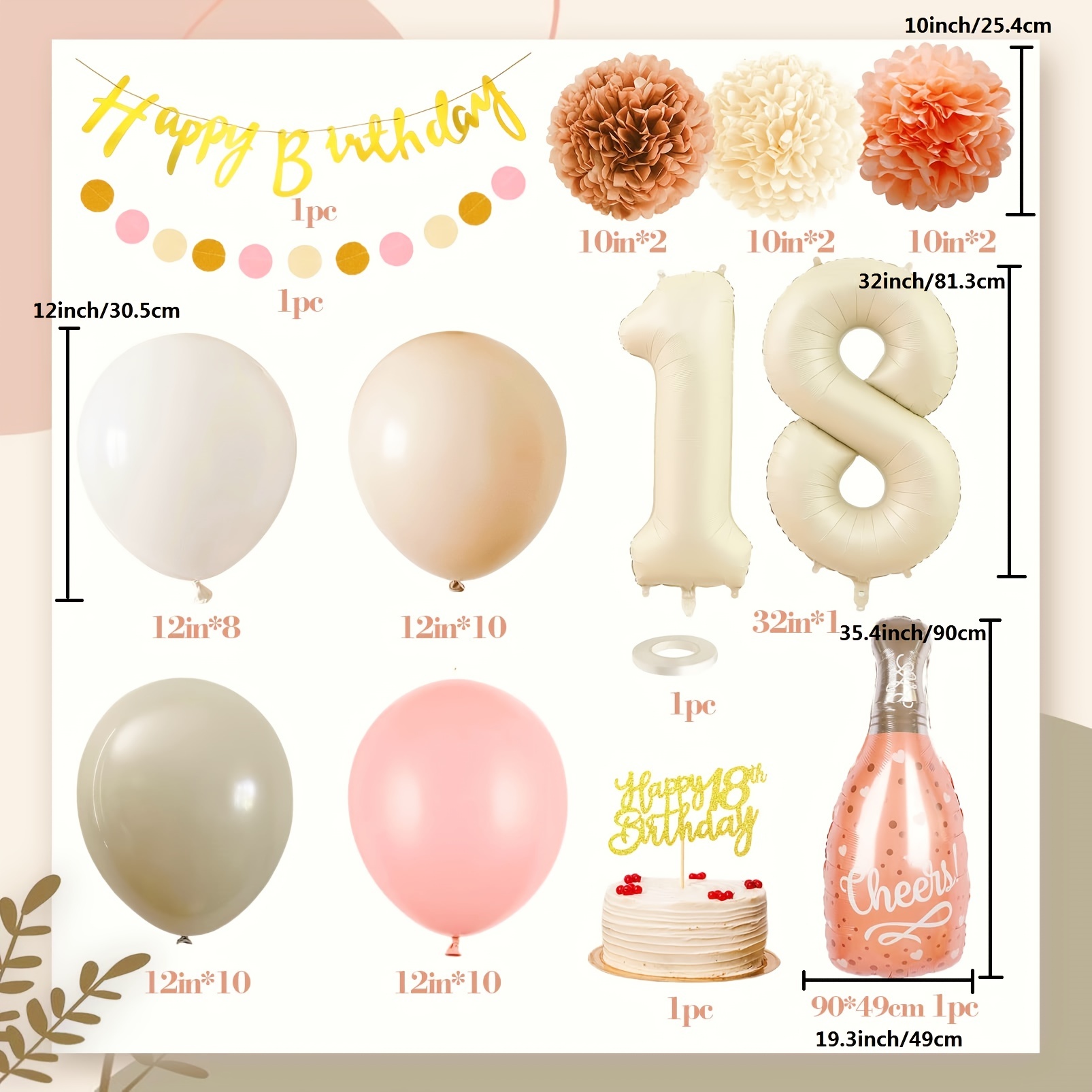 Set Kit Globos Boho Pancarta Feliz Cumpleaños Globo Beige - Temu