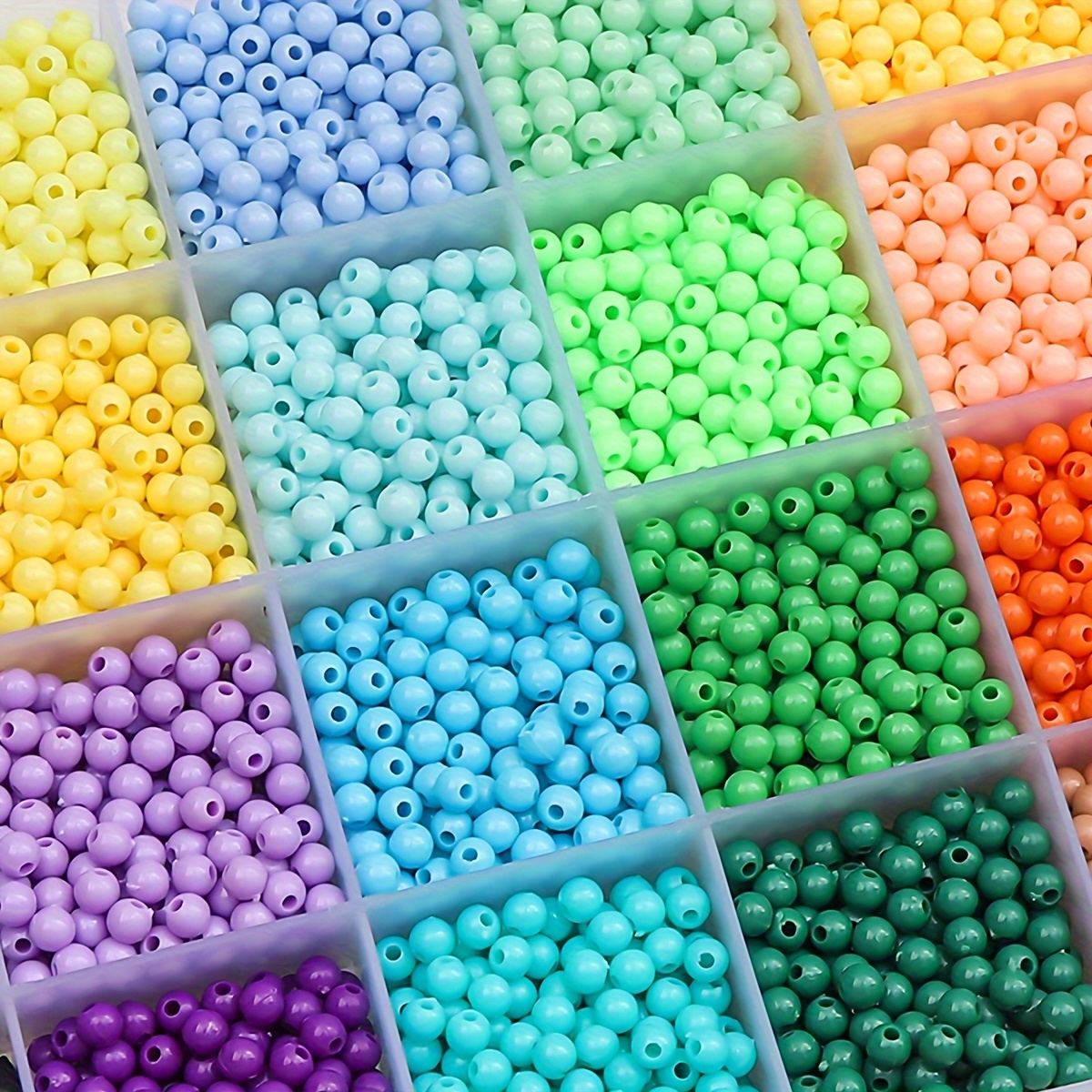 0.4cm 0.157in Mixed Colors Acrylic Candy Round Beads for Necklace and Bracelet Making, Crafting Supplies, Vibrant Rainbow Colors, Ideal for DIY Jewelry Making