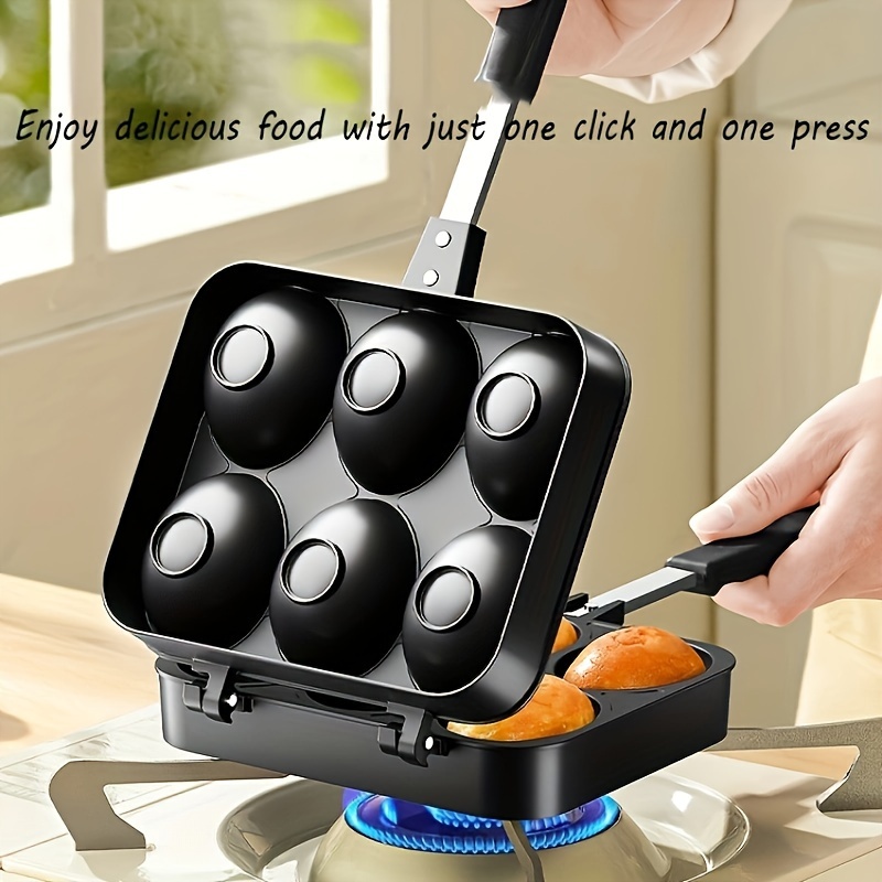 1pc double sided non stick grill pan smiling face egg pot for pancakes burgers omelets and more ideal for breakfast brunch and dinner details 2