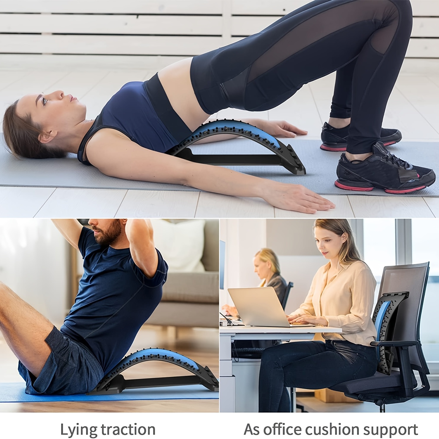 Lumbar Stretcher, Office Chair Lumbar Tapping Pad Pain Relief Device,  Multi-level Lumbar Massager, Pain Relief For Lumbar Disc Herniation,  Sciatica, Scoliosis, Lower And Upper Waist Support Stretcher