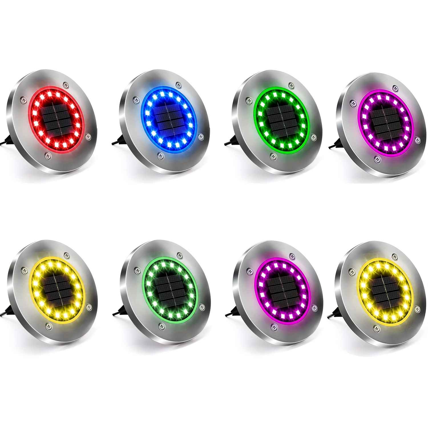 Paquete 8 Luces Solares Suelo Cambian Color 8 Luces Led - Temu