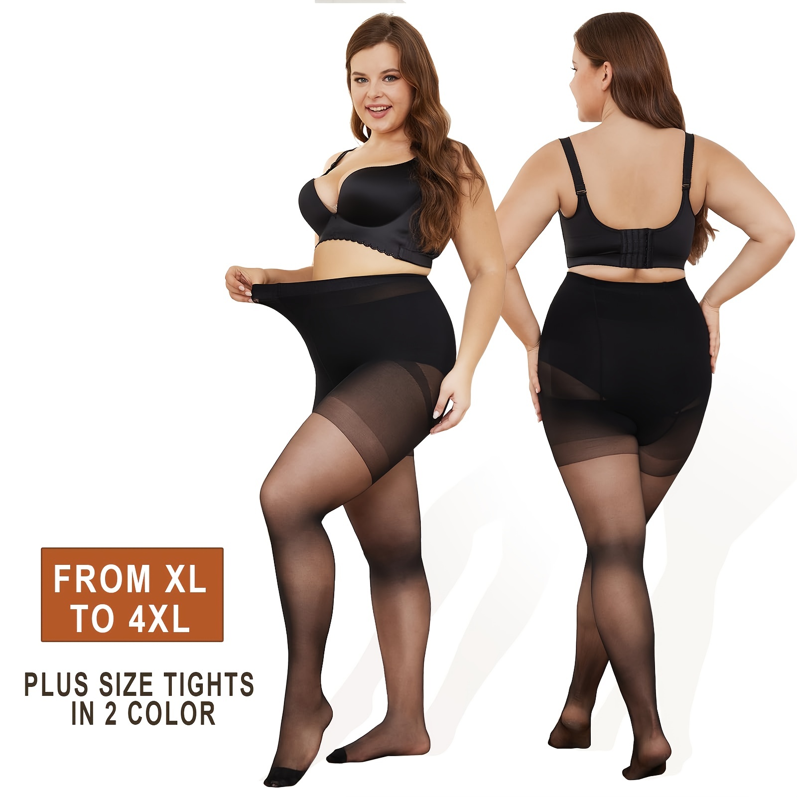 Plus Size Basic Pantyhose Set Women's Plus 20d Control Top - Temu