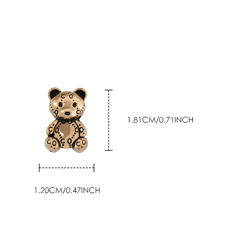 5pcs Cute Metal Bear Nail Charms Parts Rhinestones Decorations 3D