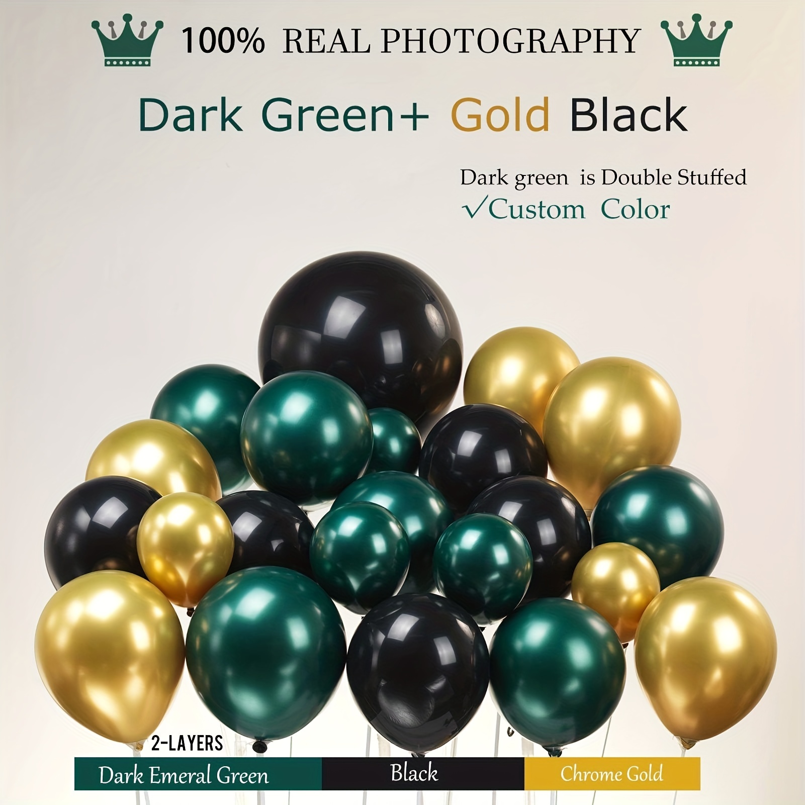 137pcs Guirnalda Globos Dorados Verdes Negros Doblemente - Temu