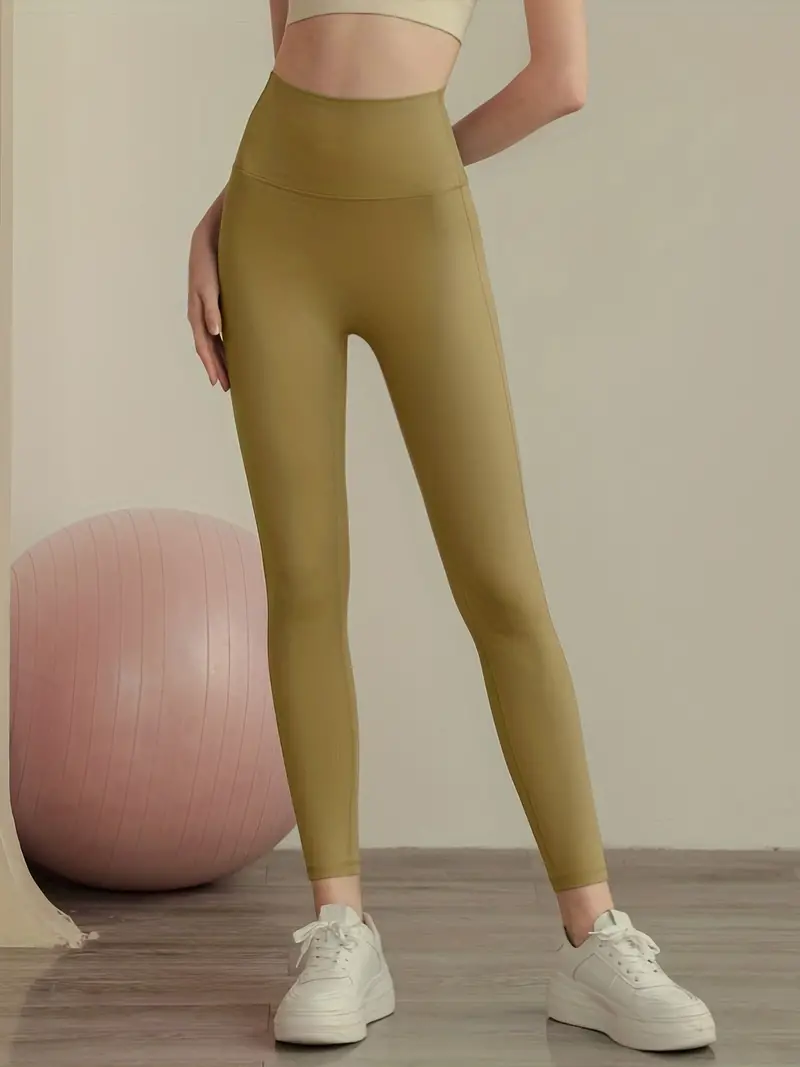 Plain High Waist Yoga Pants Slim Fit Butt Lifting Tummy - Temu