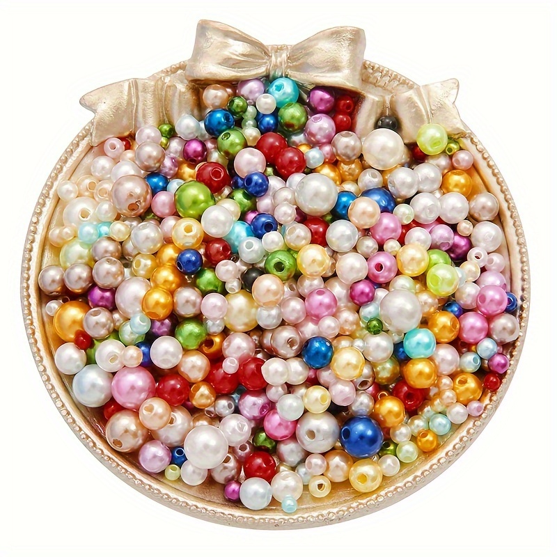 Vivid Bright Candy Color Straight Hole Imitation Pearl Loose - Temu