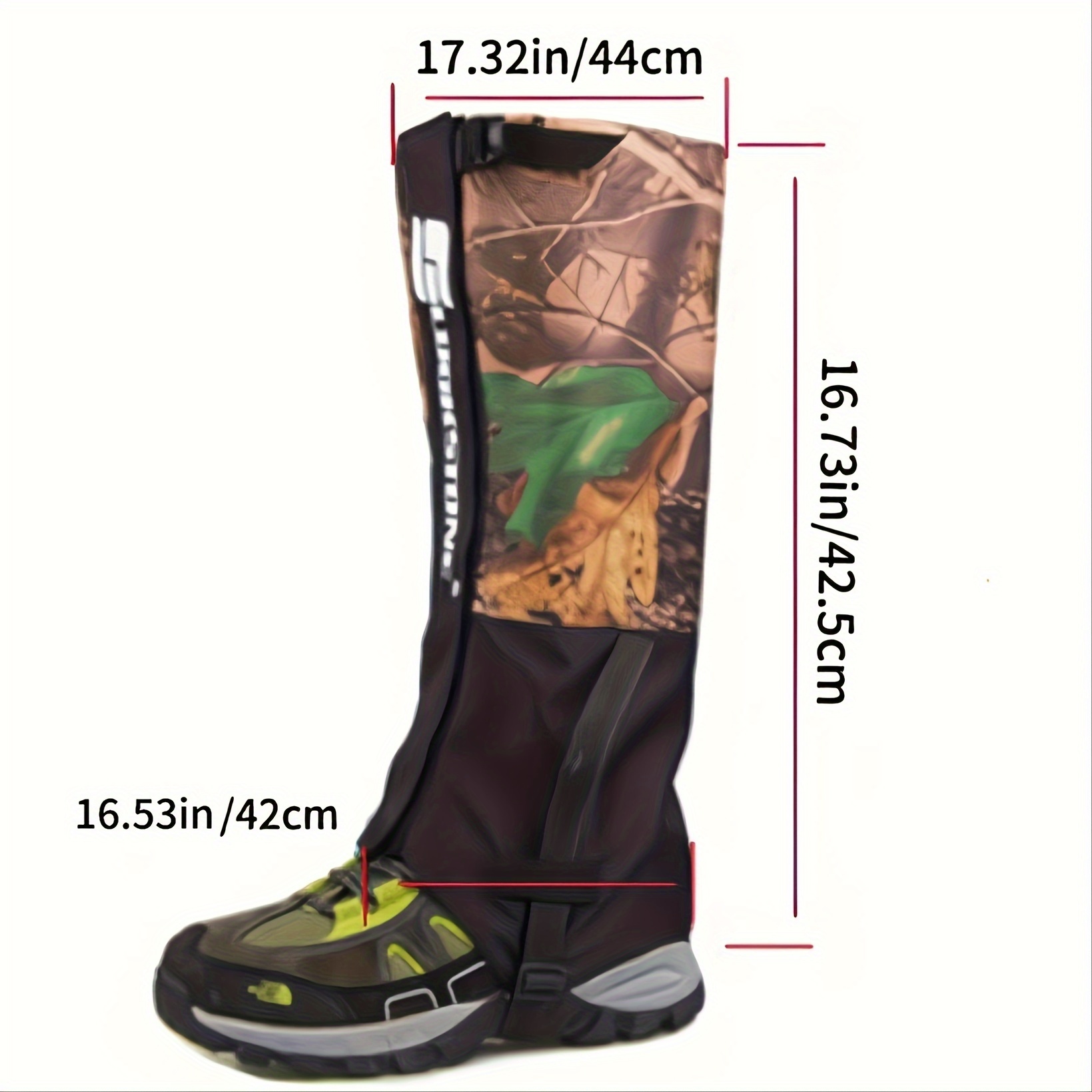 1 paio di ghette per gambe, ghette da neve impermeabili regolabili  all'aperto per escursioni a piedi caccia arrampicata, 36 cm