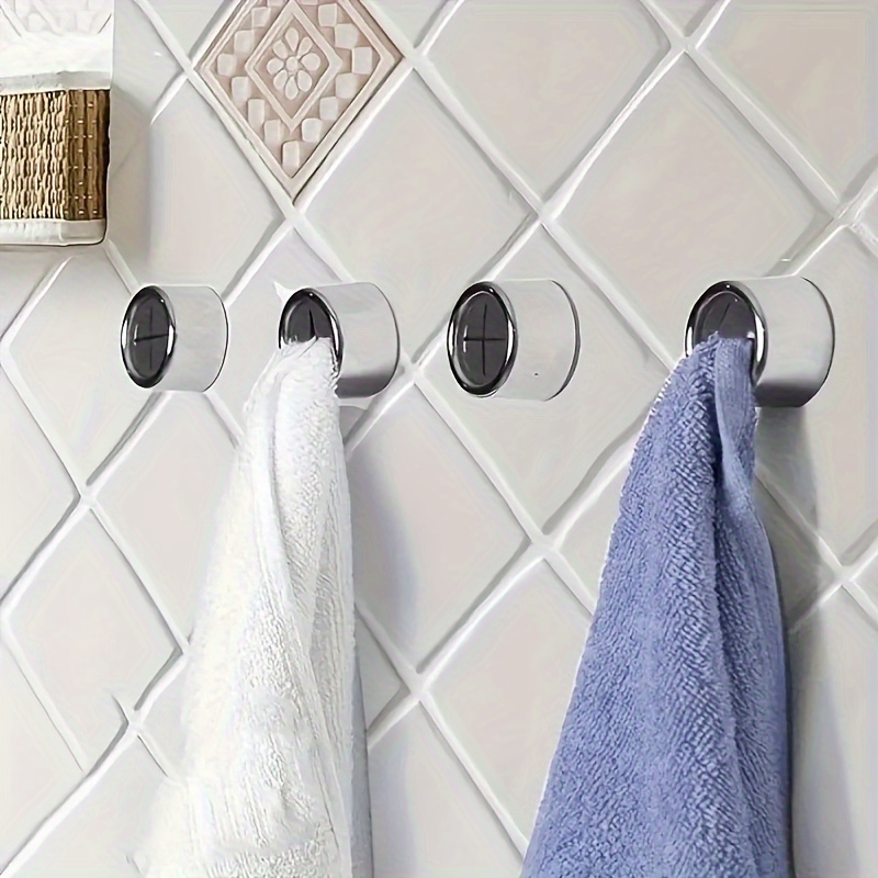 Bathroom Towel Holder Round Self Adhesive Push Towel Hooks - Temu