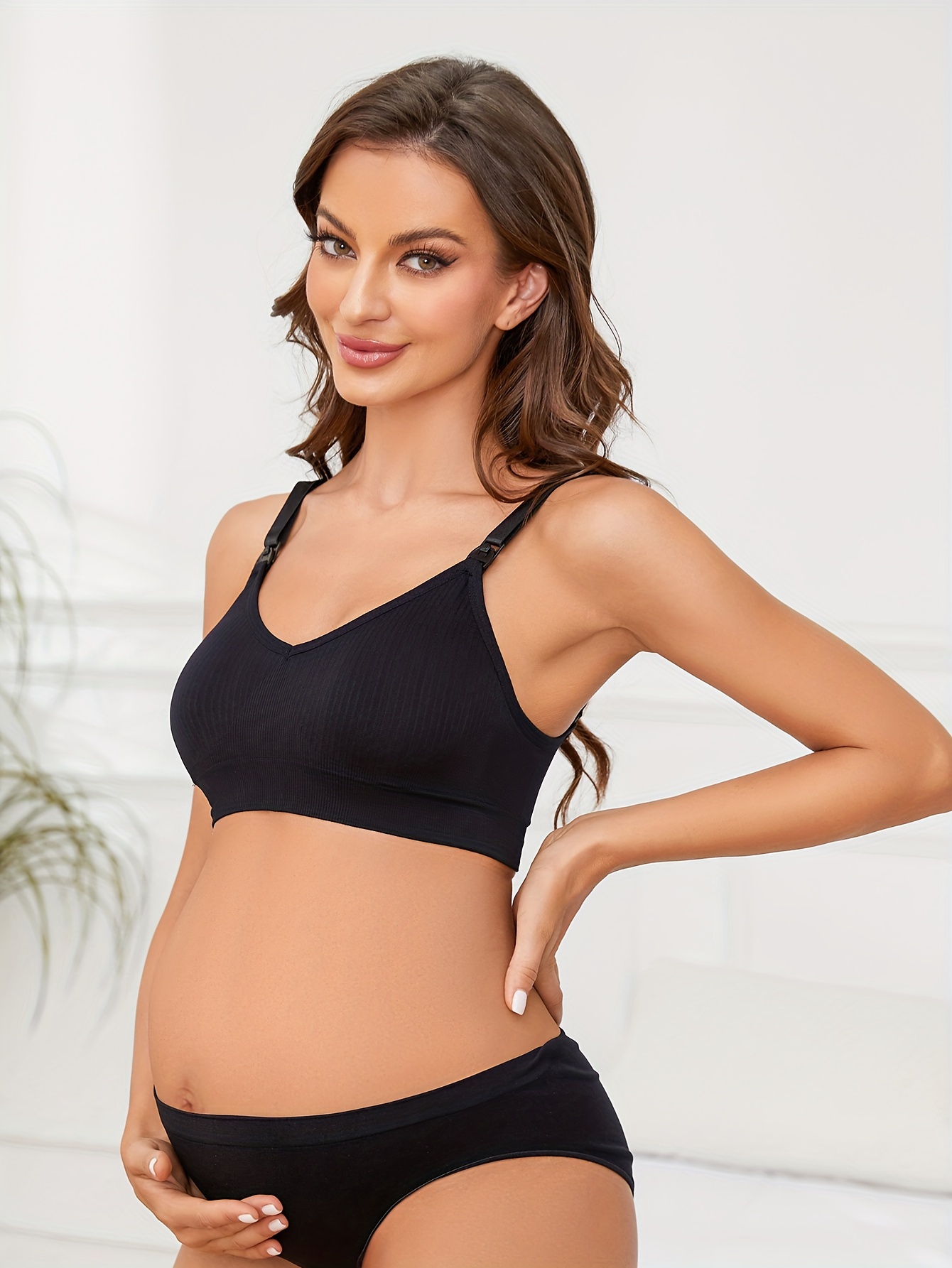 3PCS Pregnant Women's Plain Color Bra Maternity Nursing Bras Vest