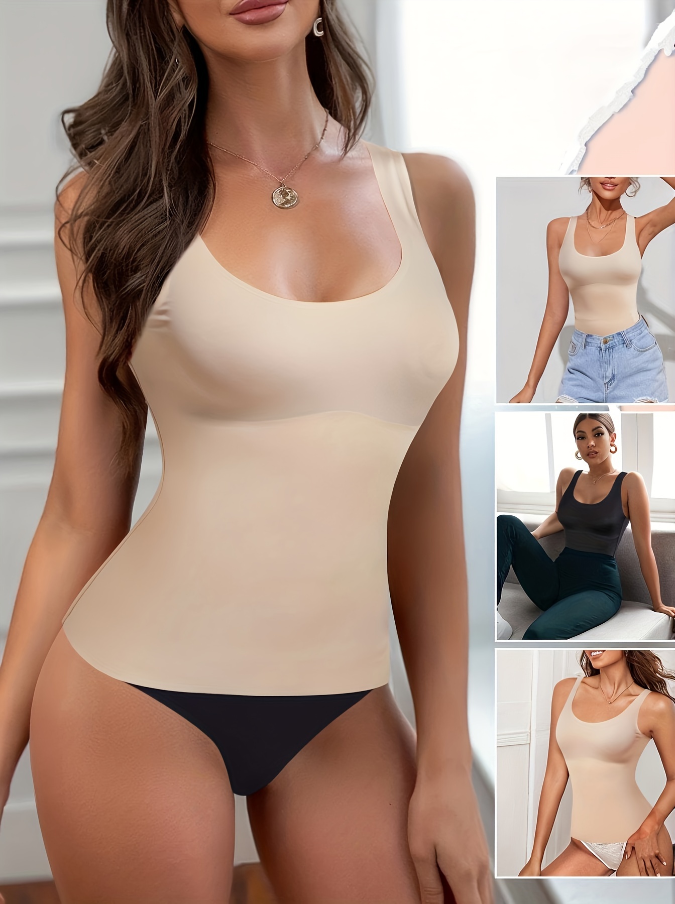 Women's Shapers Shapewear Tummys Control Padded Bra Camisole Cami Seamless  Compression Tank Top Strapless Push Up Corset Bodysuit