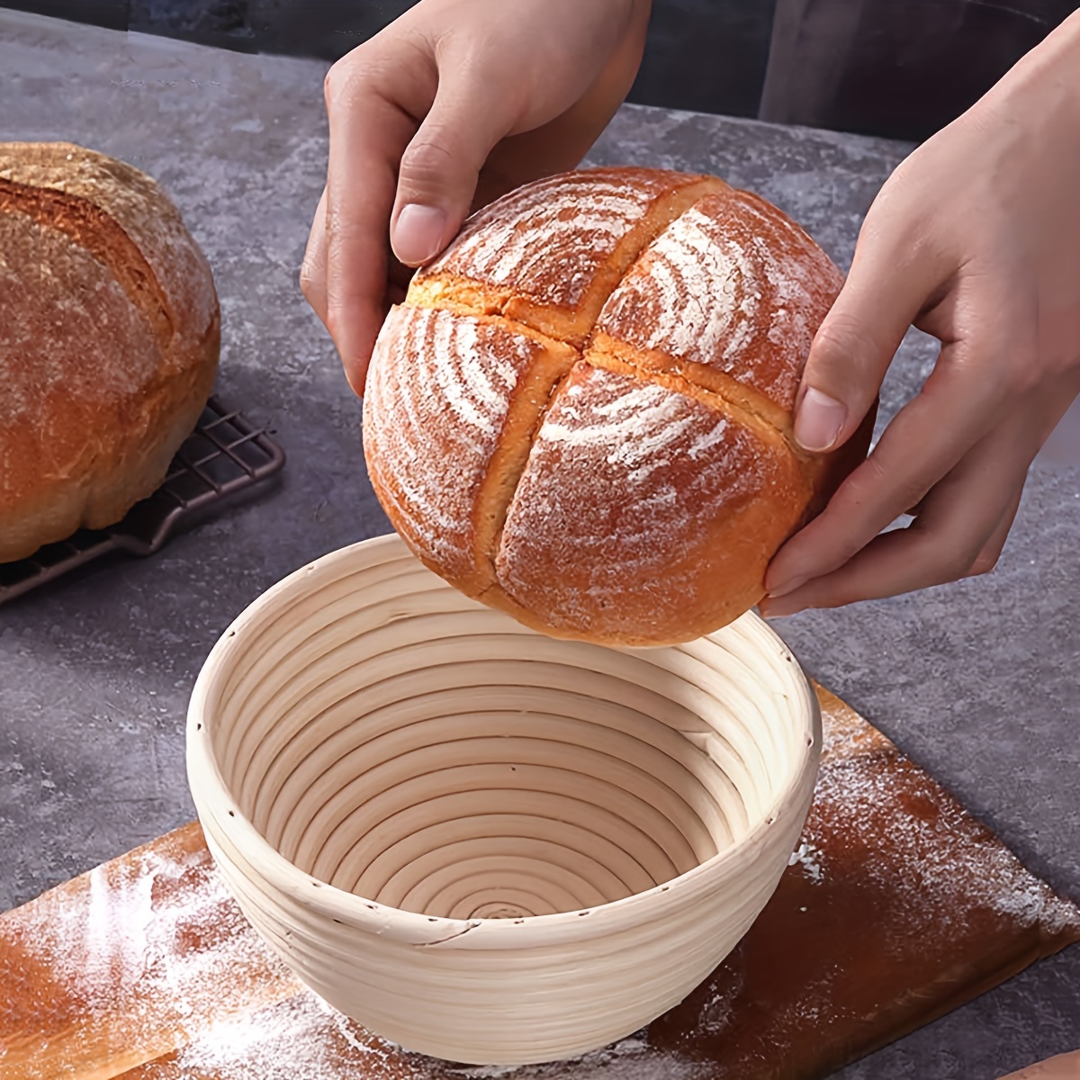 Silicone Bread Proofing Baskets Set of 2, 9 Inch Round & 10 Inch Oval  Sourdough Banneton Basket Bread Baking Supplies Sourdough Starter Kit  Include