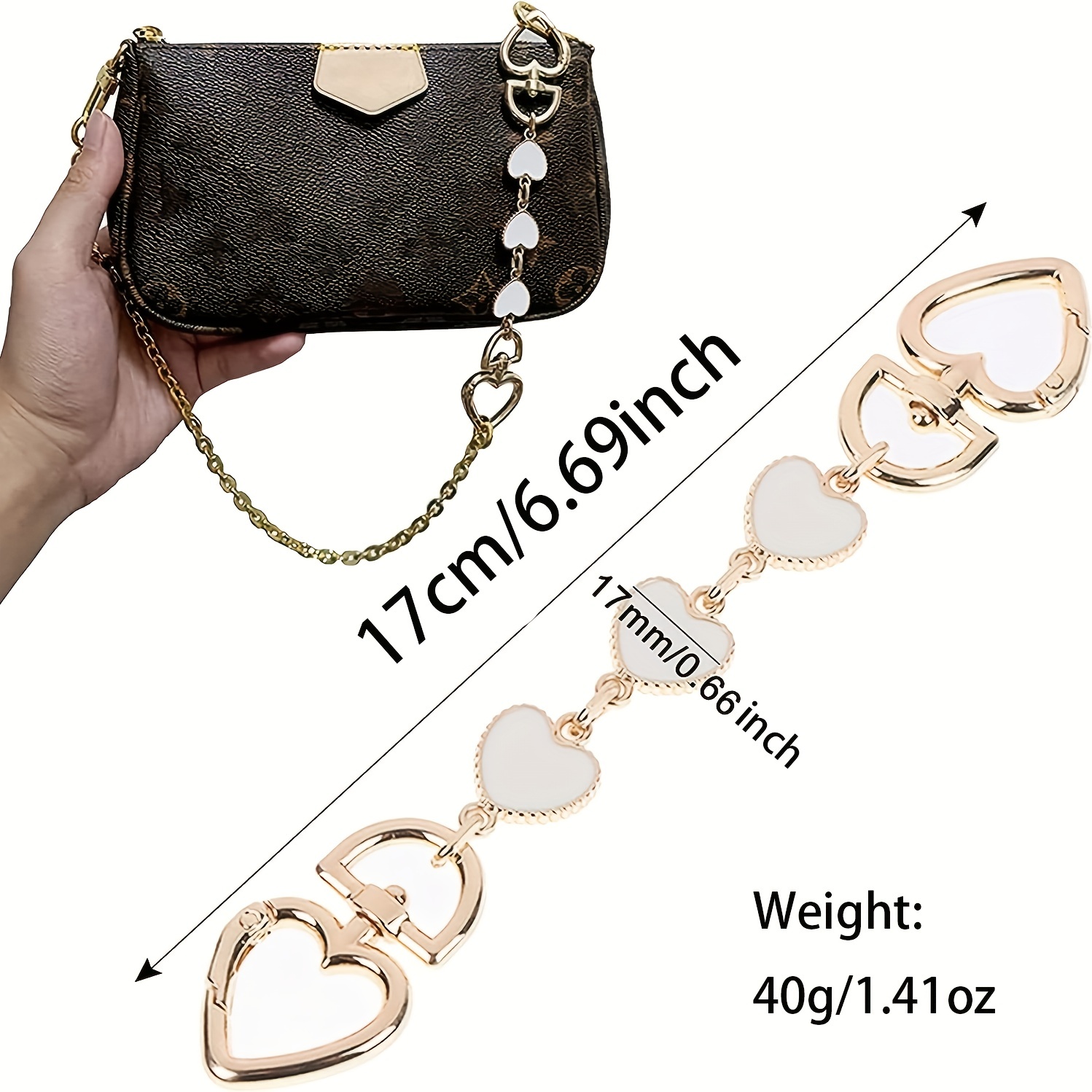 Bag Love Shape Extension Chain Golden Purse Chain Strap,purse Strap Extender  For Bag,chain Replacement Accessories For Bag - Temu