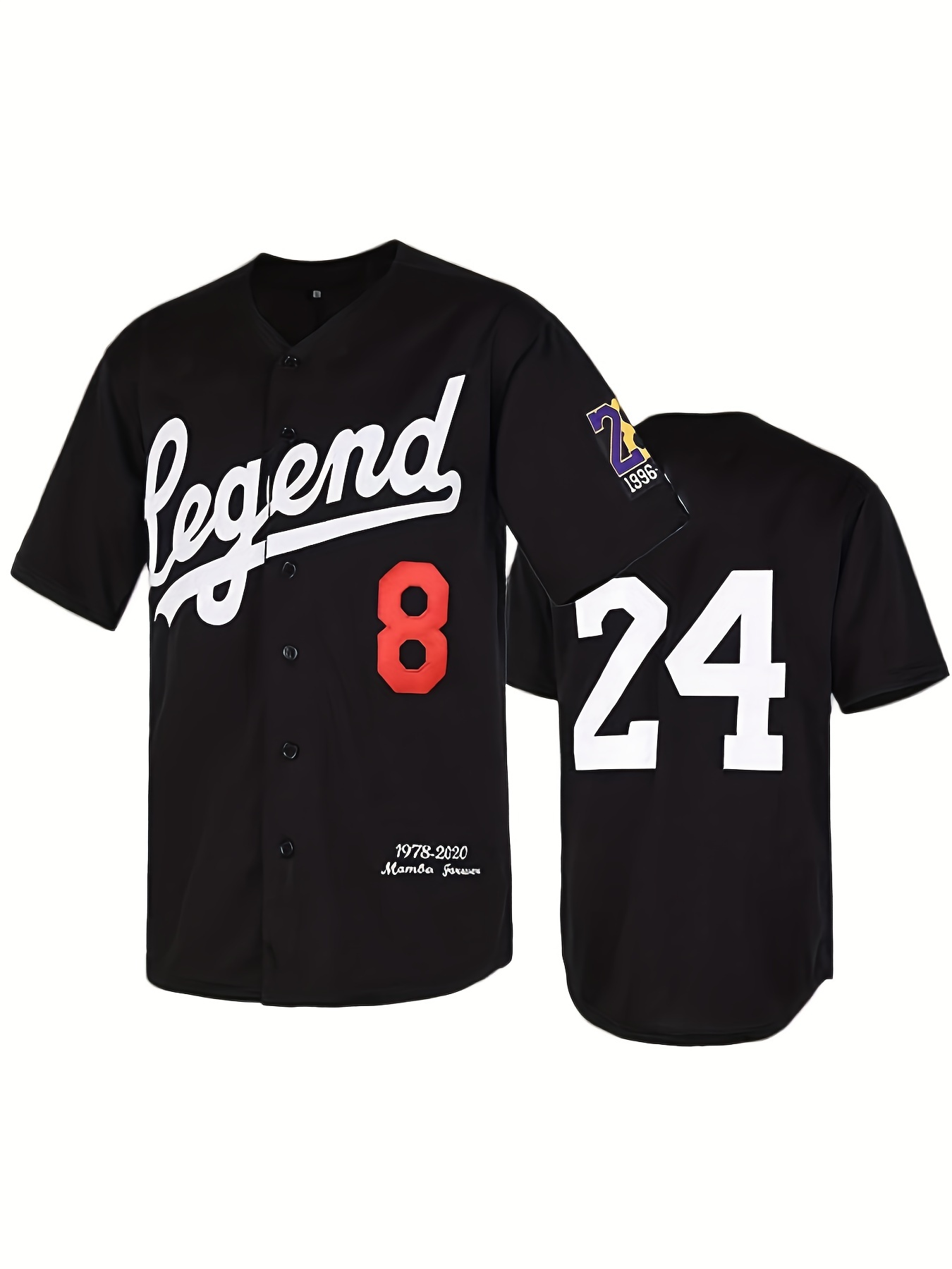 Black Mamba Baseball Jerseys Legend 8 24 Mamba Jersey Outdoor Sportswear