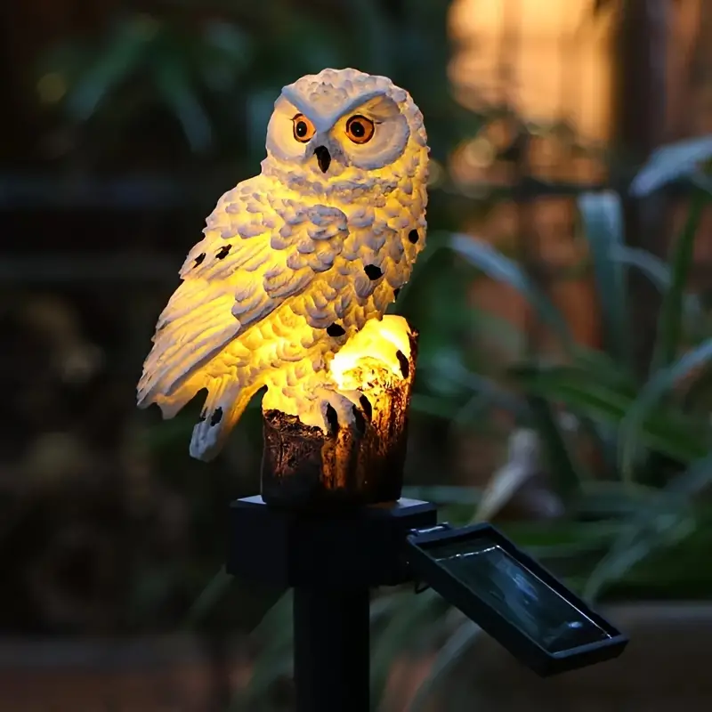 1pc solar lawn light resin owl shape landscape light outdoor waterproof led yard decorative light details 1