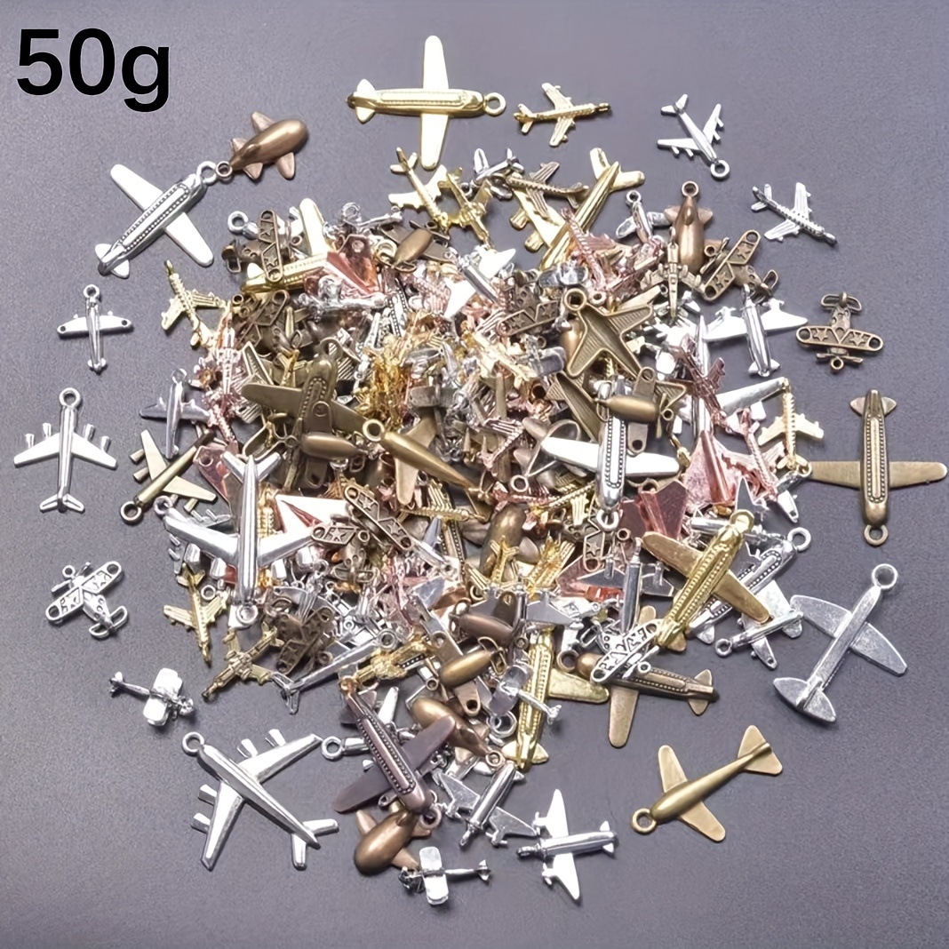 TEMU 200/100/50/20g Alloy Jewelry Accessories, Aircraft Series Product Pendants, Mixed Color Accessories For Keychains, Chest Chains, Necklaces, And