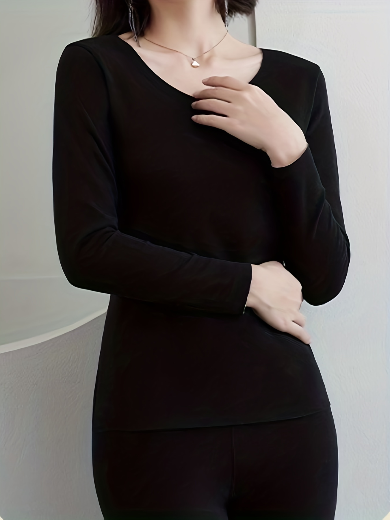 Simple Solid Thermal Underwear Soft Comfortable Long Sleeve - Temu