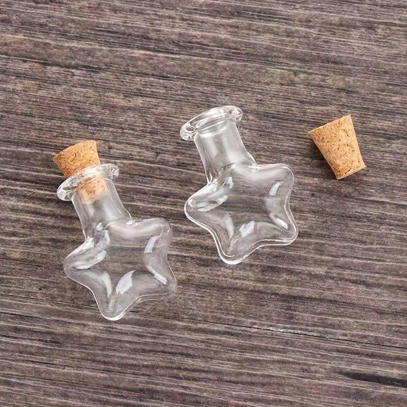 Mini botellas de vidrio colgantes rectangulares transparentes con tarros  pequeños de corcho para colgantes de regalo, 10 unidades (10, rectangulares)