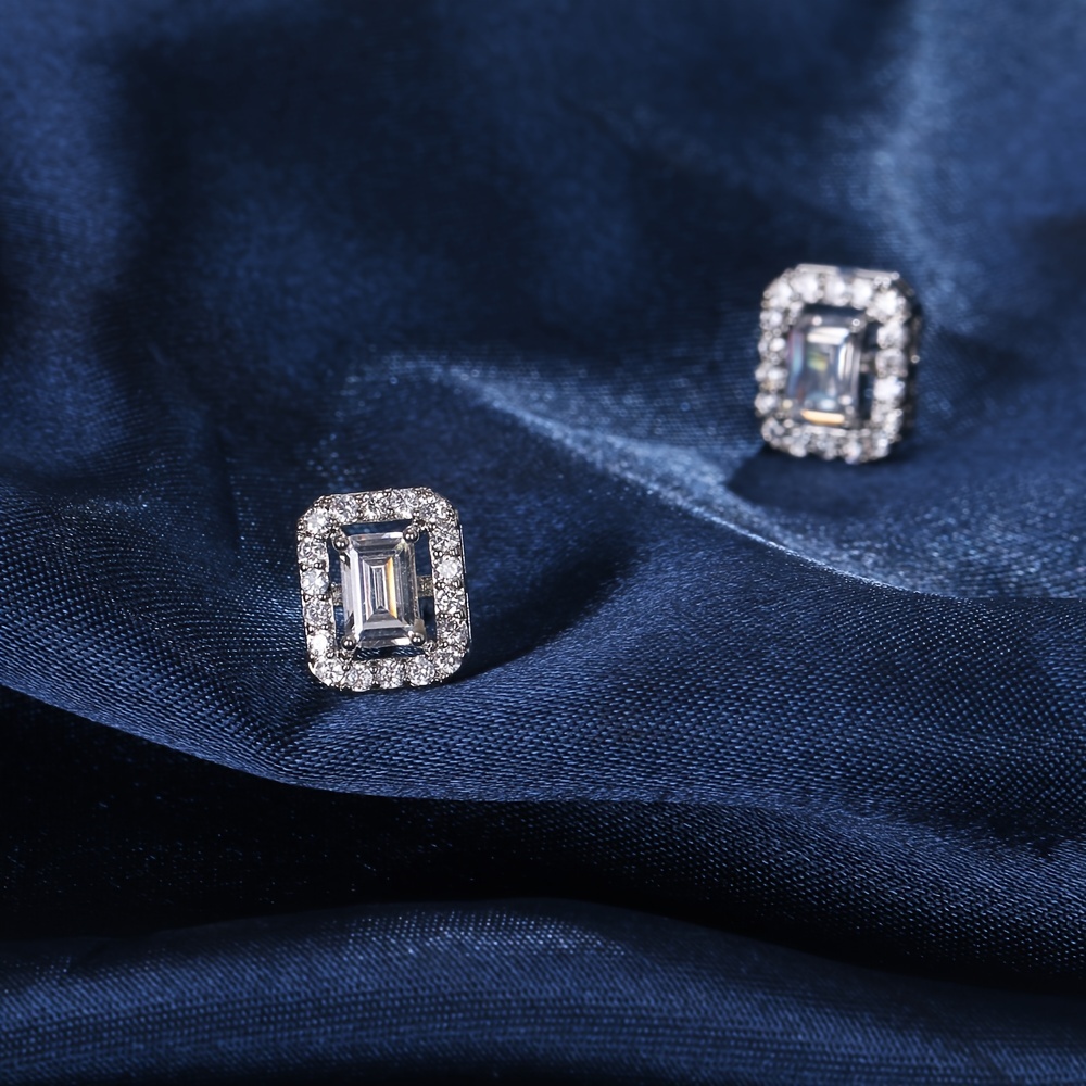 Men's Square Zircon Stud Earrings, Classic Couple Earrings