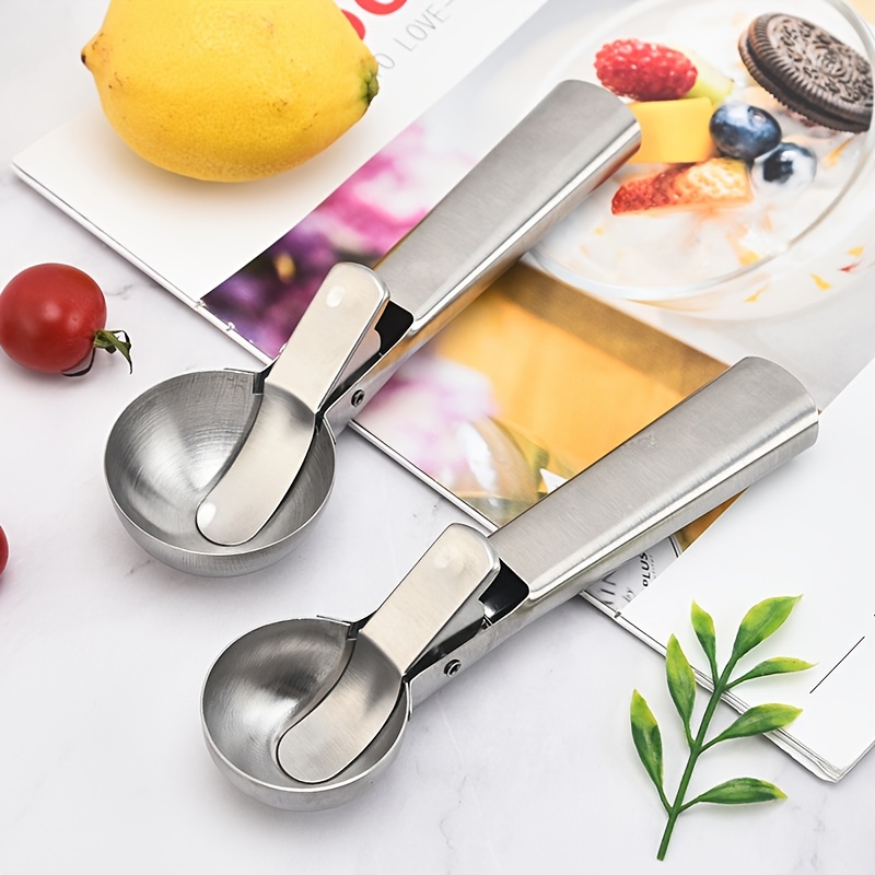 Ice Cream Scoop, Melon Spoon, Stainless Steel Spoon For Baking, Ice Cream  Digger Spoon With Trigger, Modern Dough Scoop, Reusable Melon Spoon,  Washable Dessert Spoon For Party Wedding For Restaurant Home, Kitchen