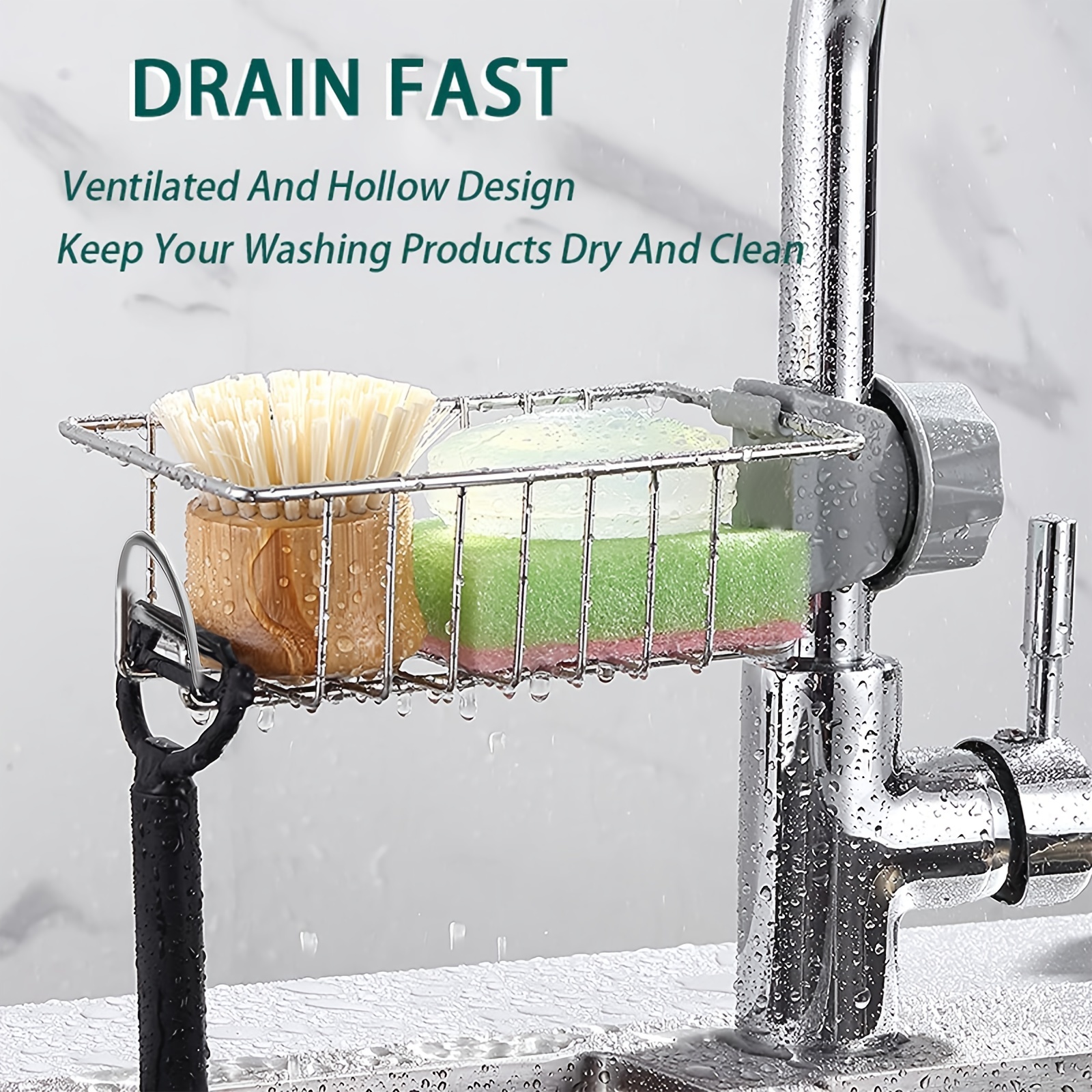 Sponge Holder for Kitchen Thin Faucet Laundry Sink Holder Adjustable  Detachable Faucet Rack, Faucet Rack for Soap, Shampoo, Shower Caddy Shelf,  Black Aluminum - Yahoo Shopping