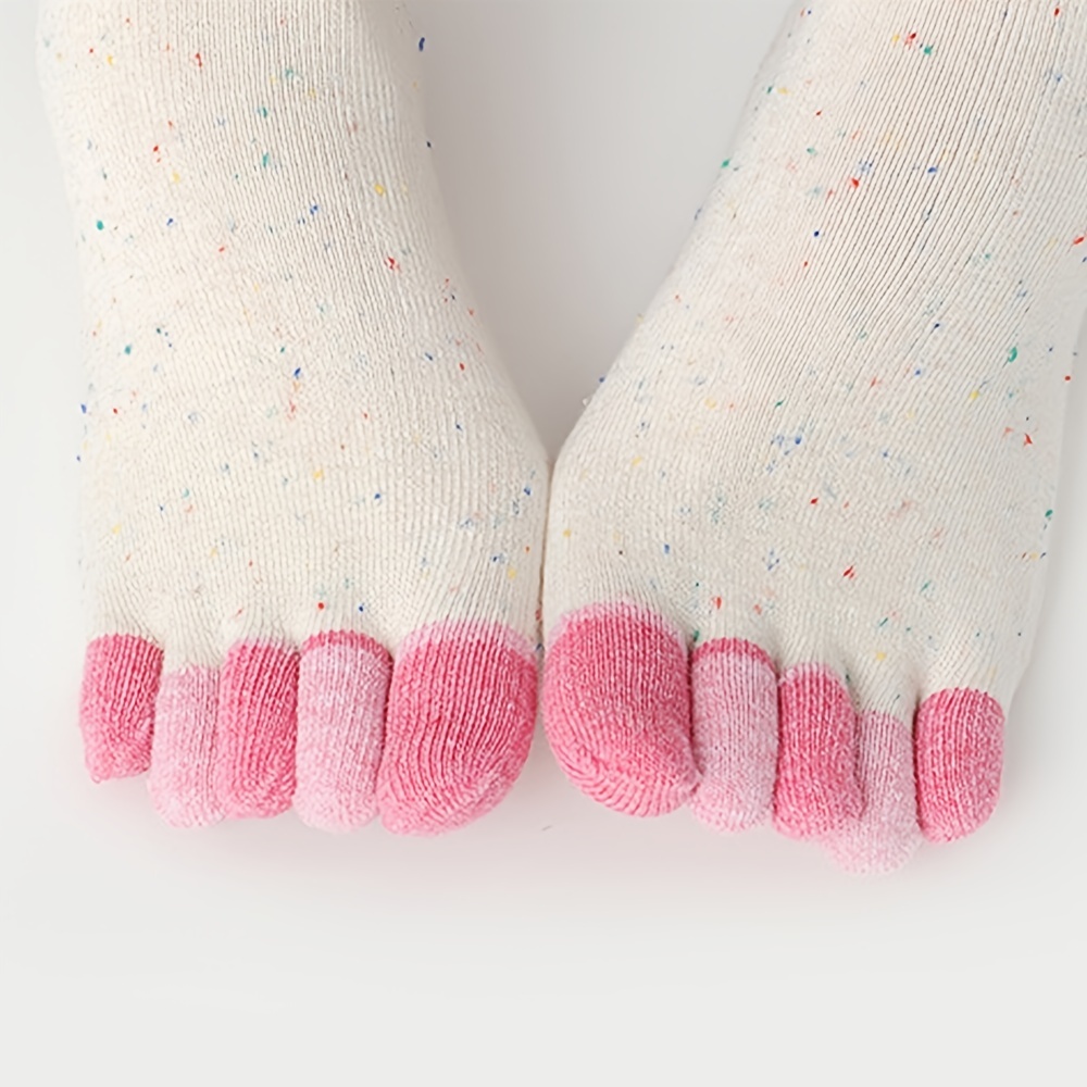 VWELL Cotton Toe Socks Five Finger Socks No Show Crew Athletic Running  Socks 4 Pairs,Size 7-11
