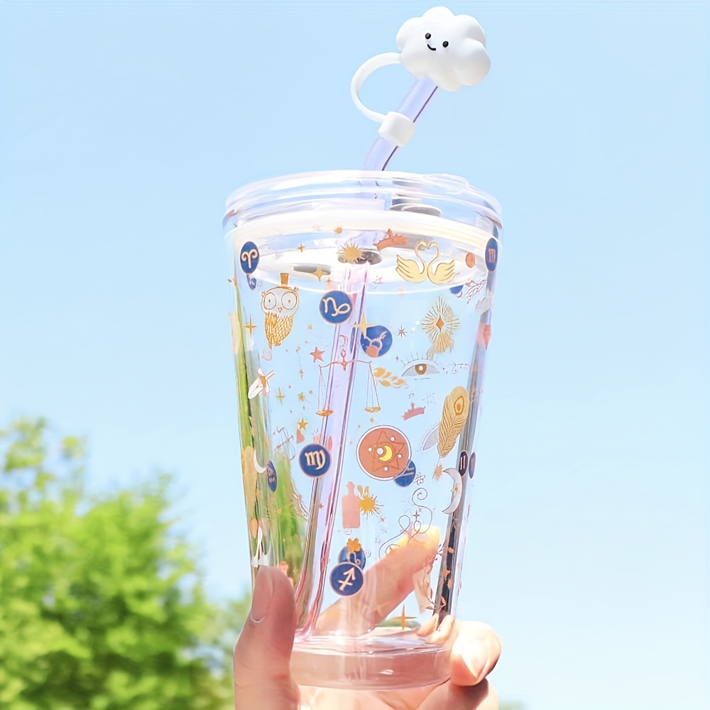 6 Pcs Silica Gel Frog Straw Cap Drinking Covers Cartoon Topper