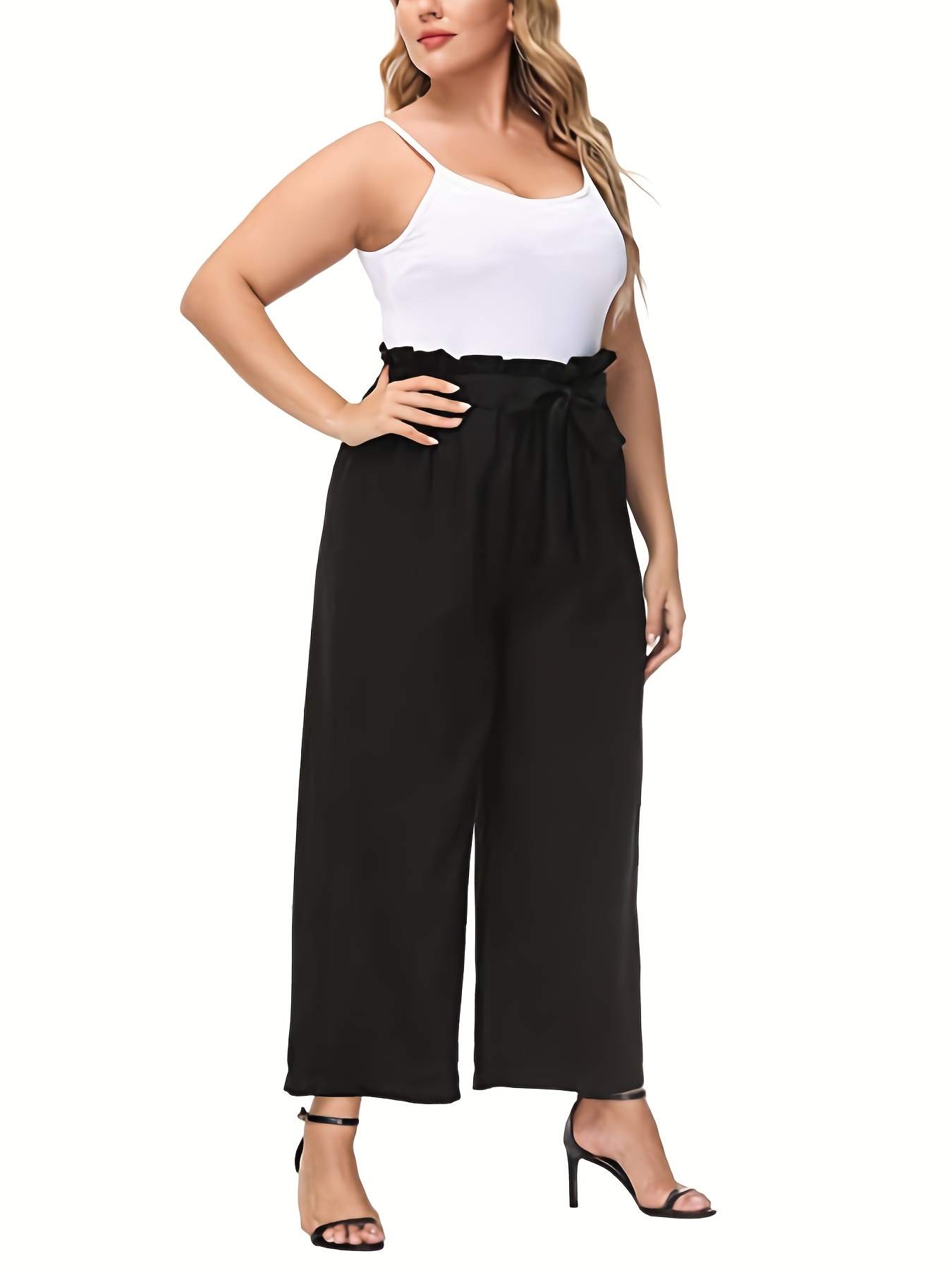 Plus size sale paperbag waist pants