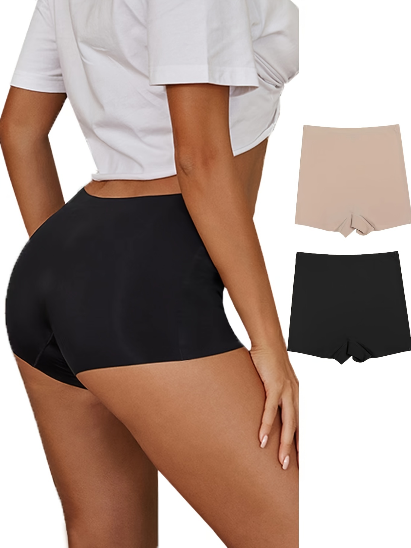 Seamless Solid Boyshort Panties Soft Comfortable Stretch - Temu