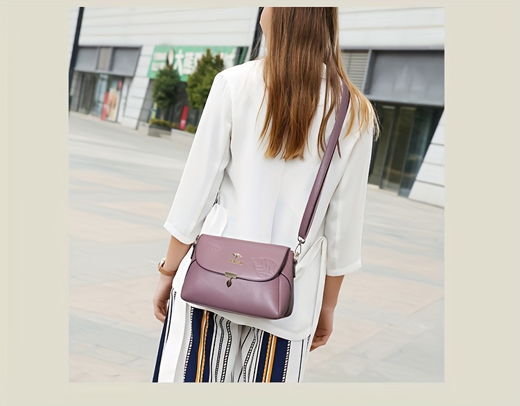 Liyuan&758 Casual Pu Leather Square Crossbody Bag, Solid Color