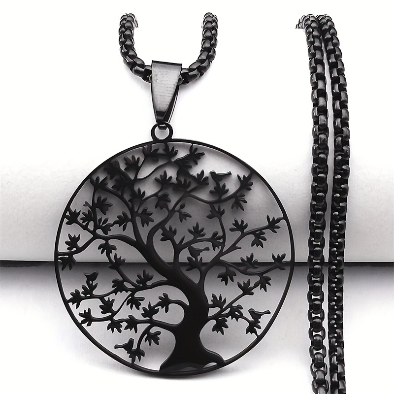 Tree Of Life Stainless Steel Fashion Necklaces Women Statement Necklace Silvery Chain Necklace Jewelry N3097s01